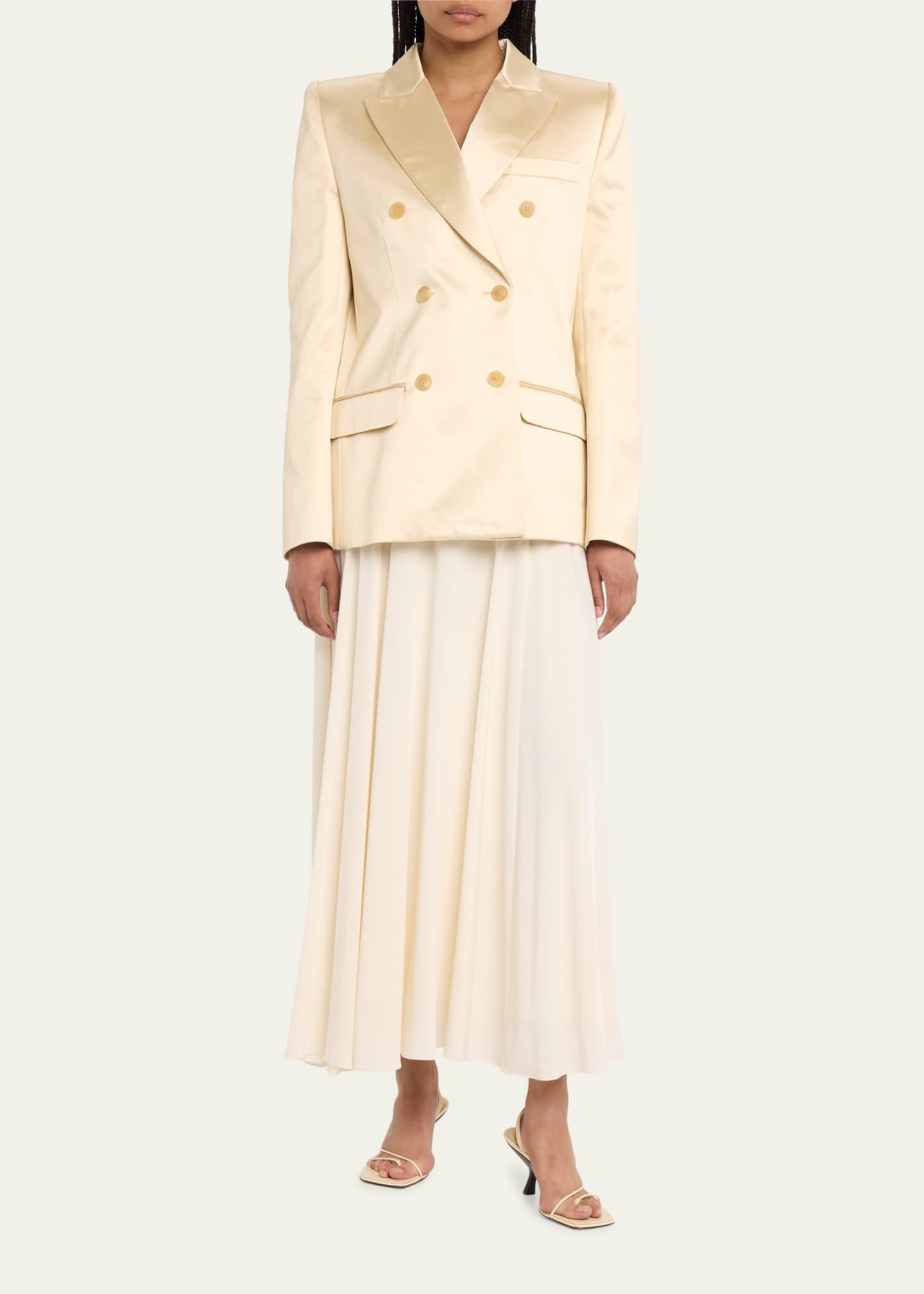 Khaite Nathan Blazer Jacket with Shoulder Pads Bergdorf Goodman
