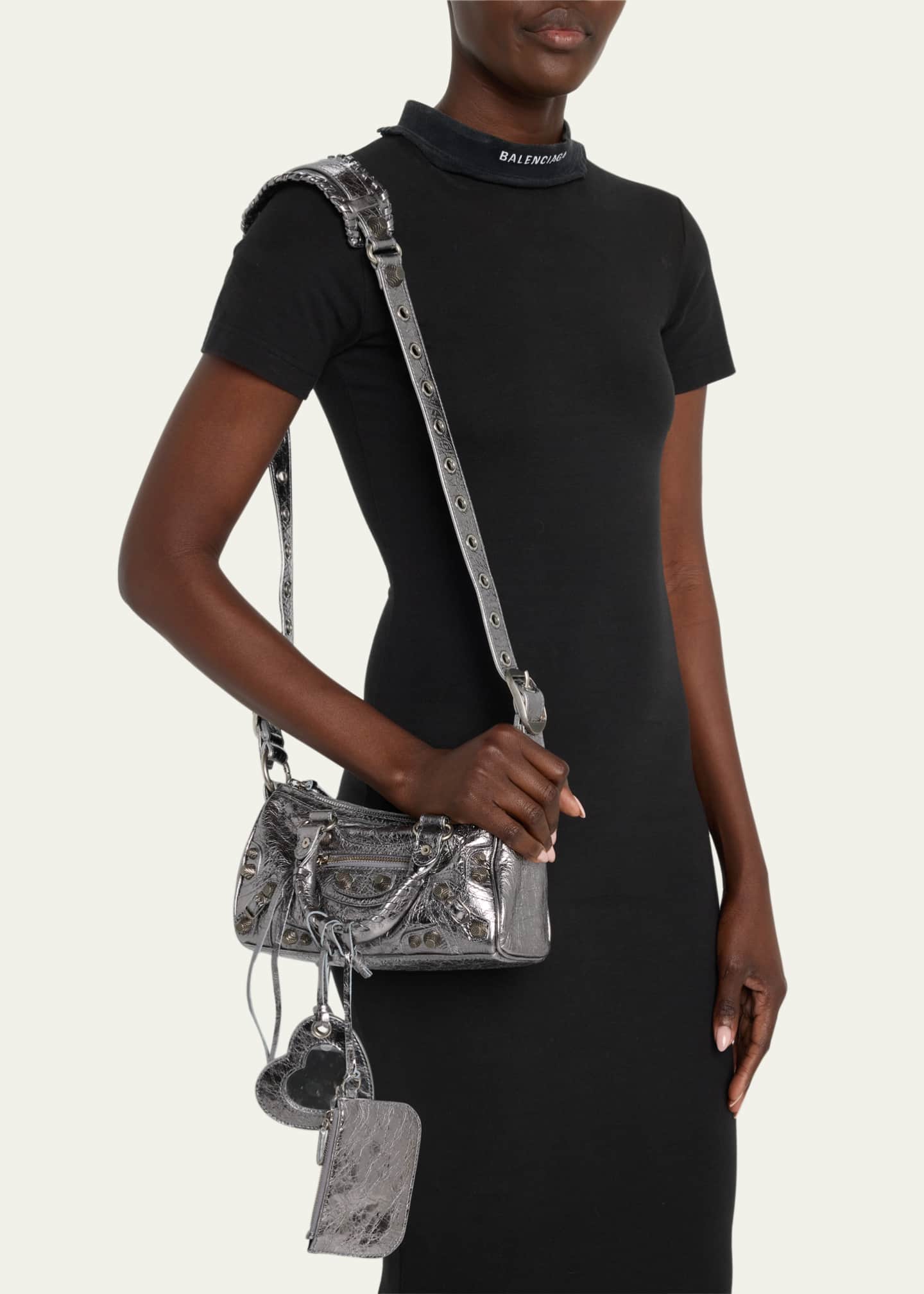 Balenciaga Cagole Mini Crinkled Metallic Duffel Bag Bergdorf Goodman