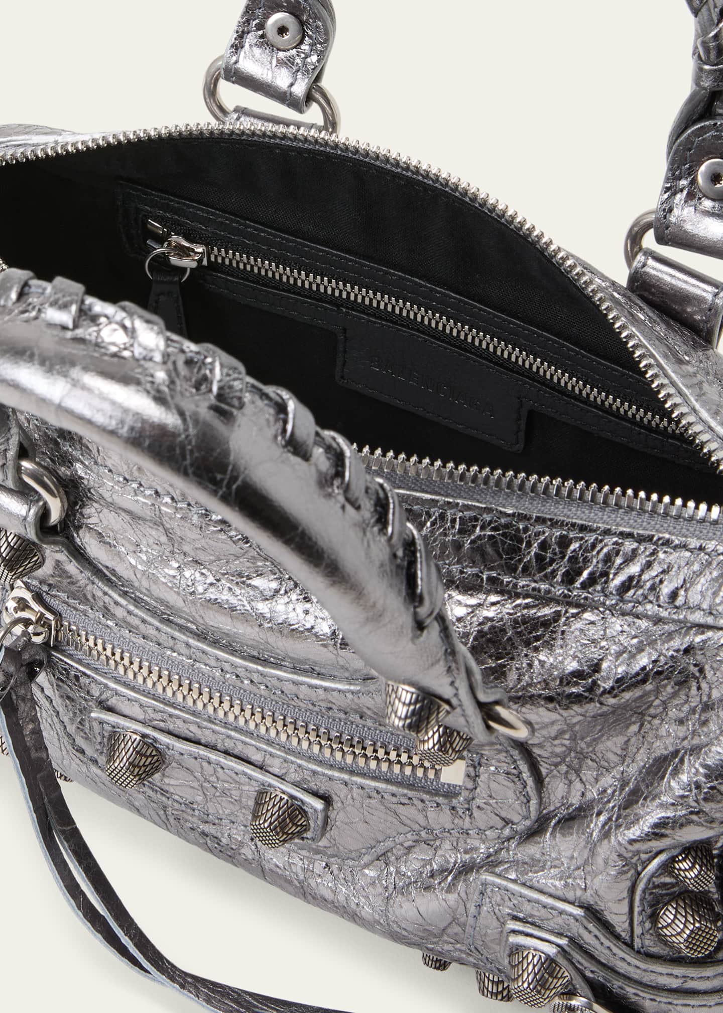 Balenciaga Cagole Mini Crinkled Metallic Duffel Bag Bergdorf Goodman