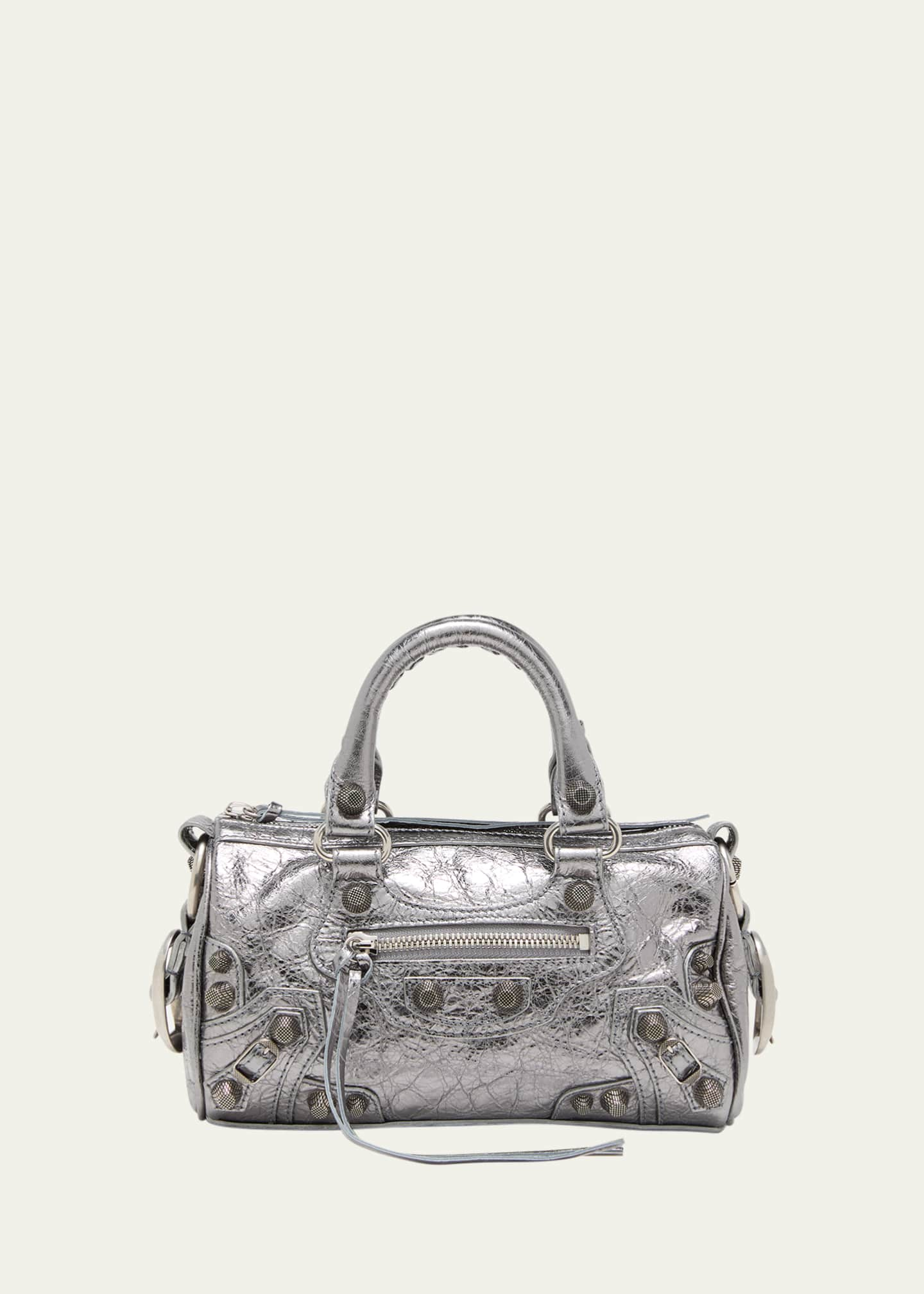 Women's Le Cagole Mini Duffle Bag Metallized in Silver