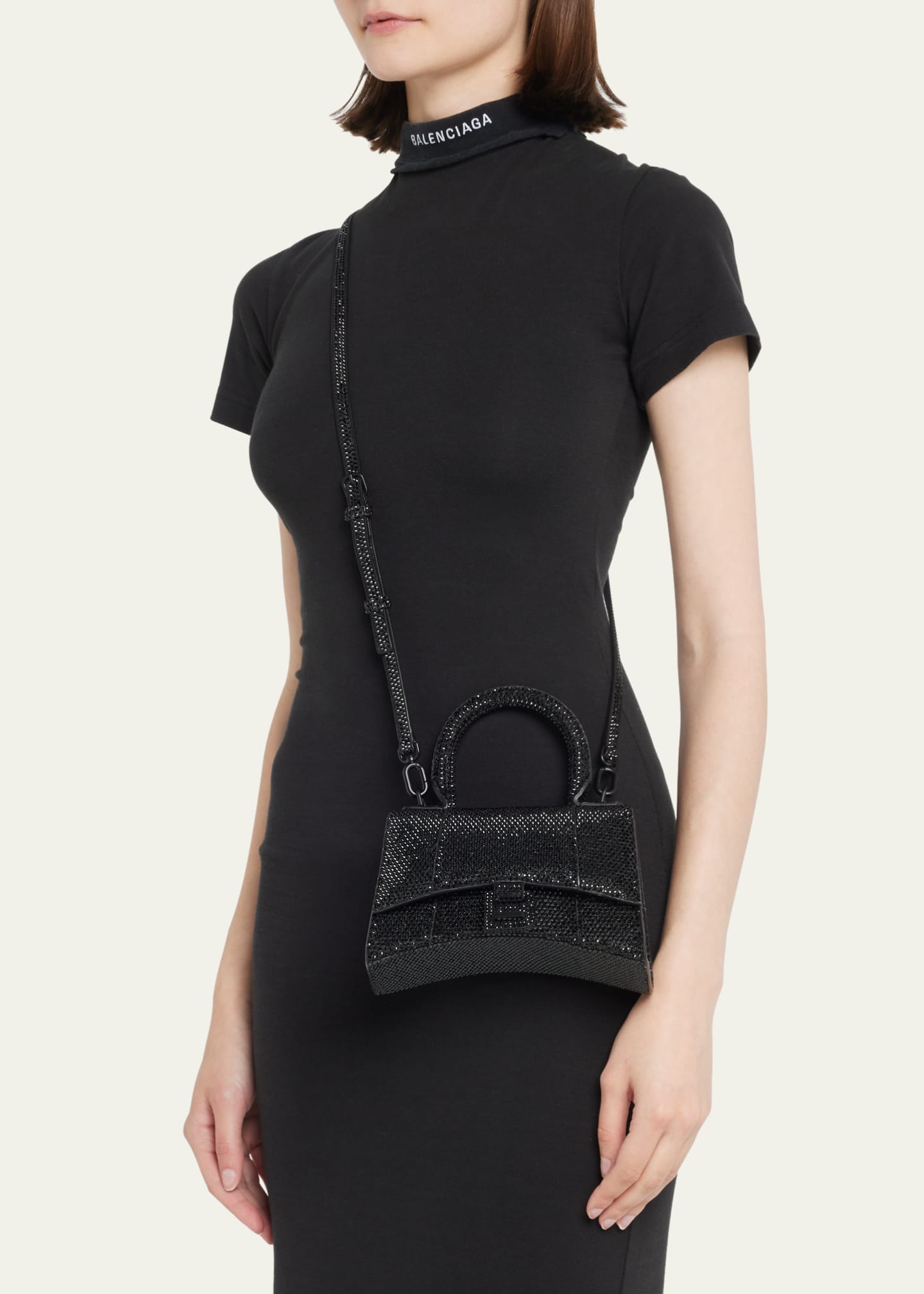 Balenciaga Hourglass Xs Top Handle Bag - Black