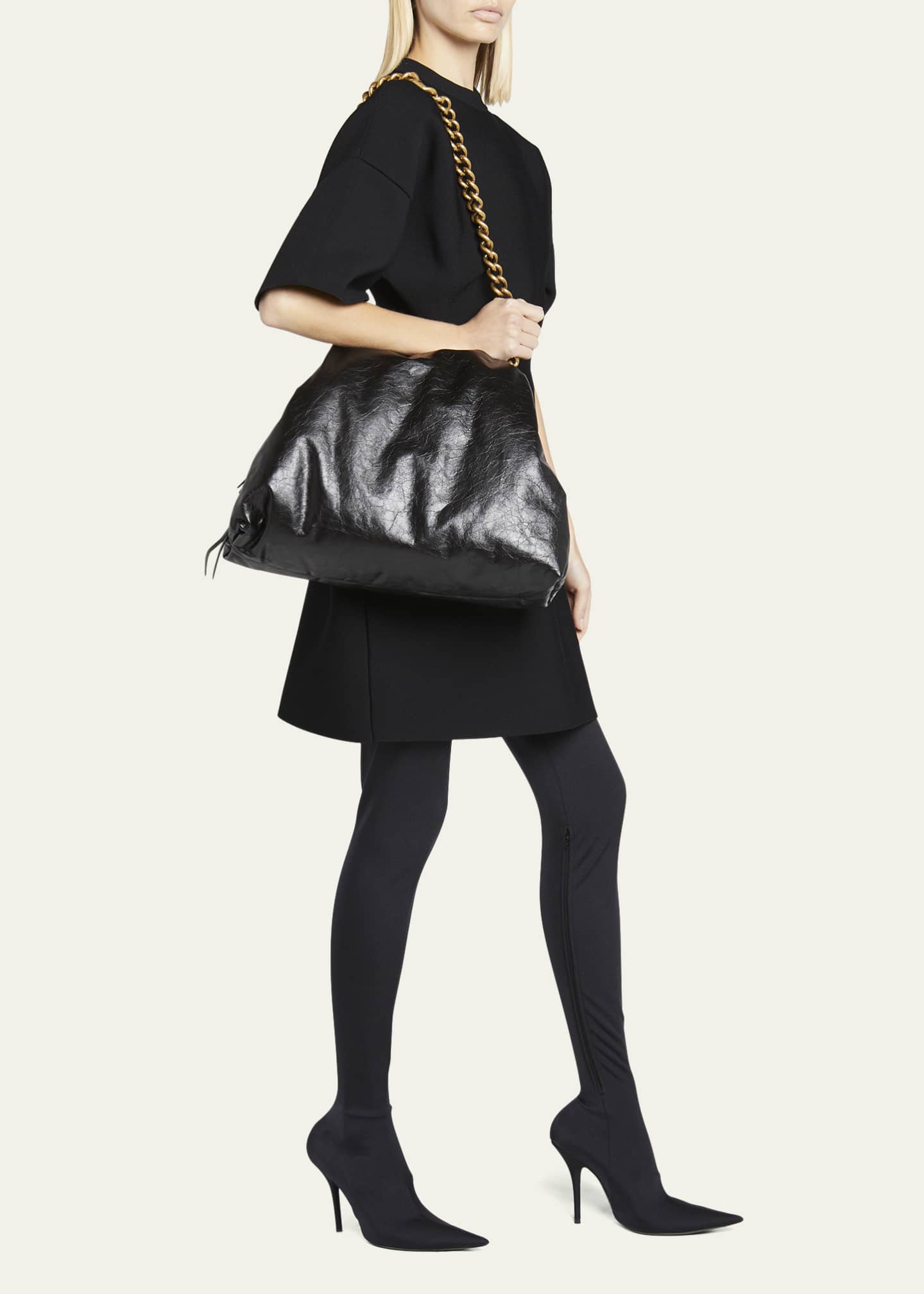 Balenciaga Crush Medium Leather Chain Shoulder Bag