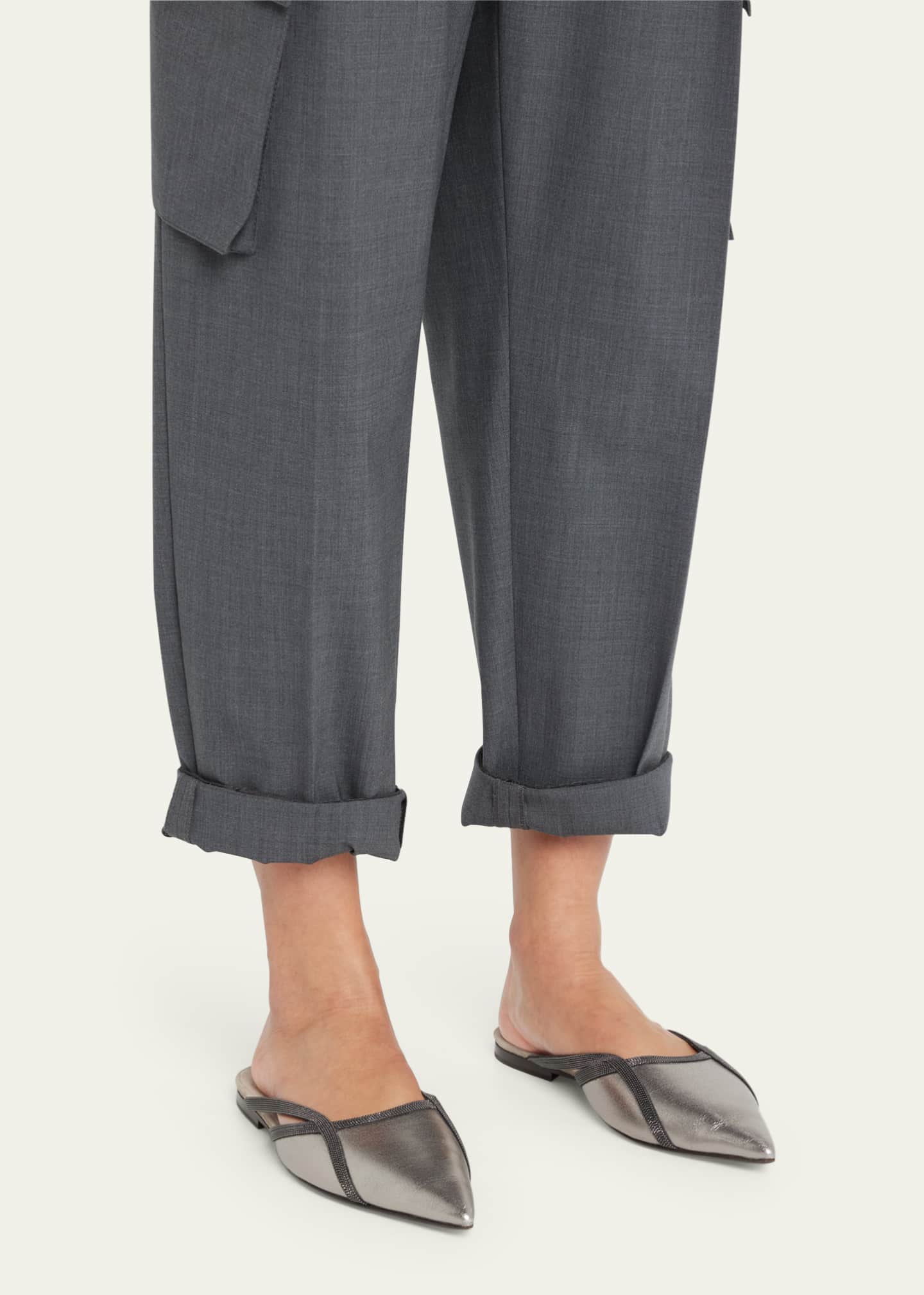 Brunello Cucinelli Metallic Monili Flat Ballerina Mules Bergdorf