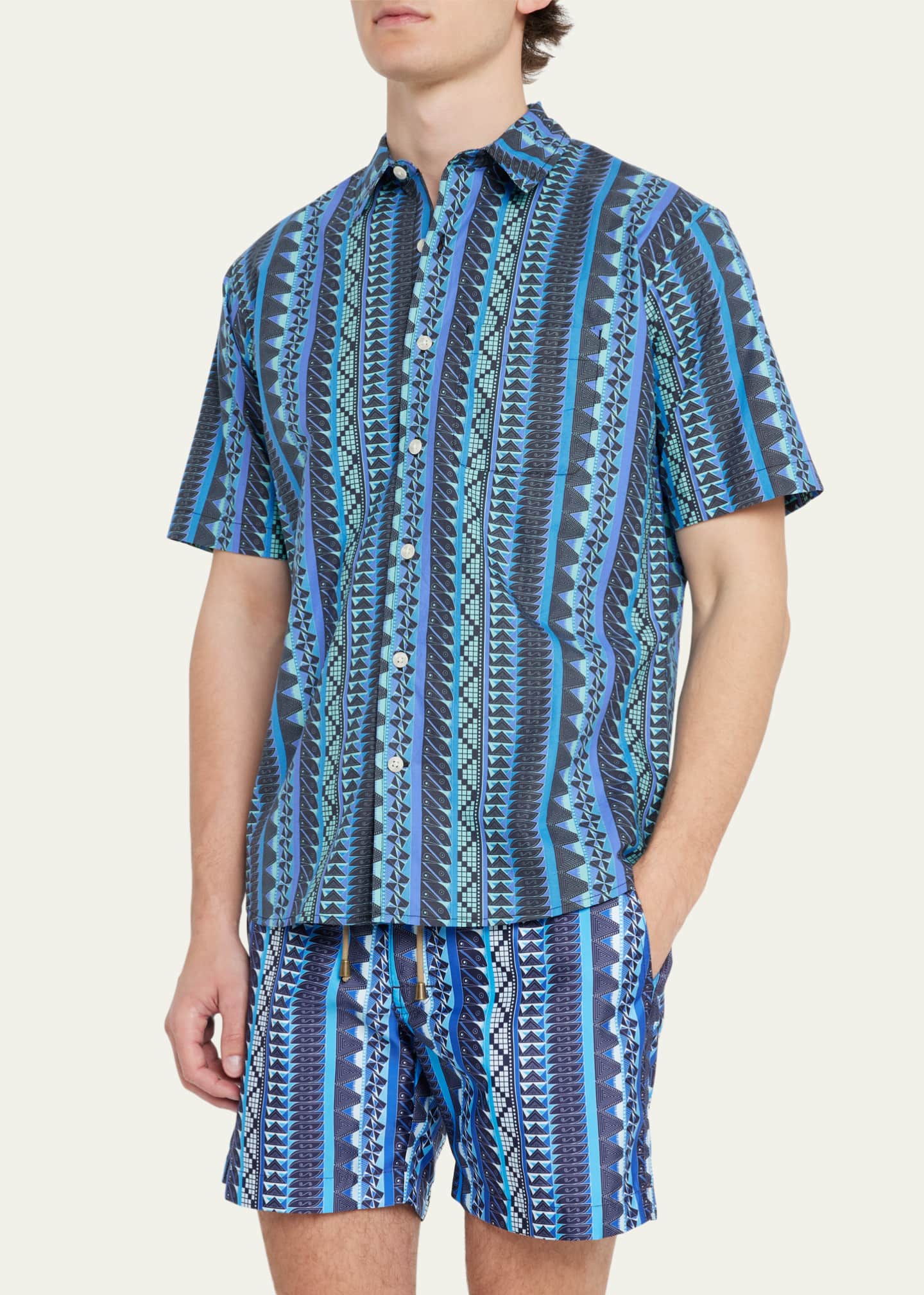 Men's Patterned Stripe Sport Shirt - Thumbnail 4