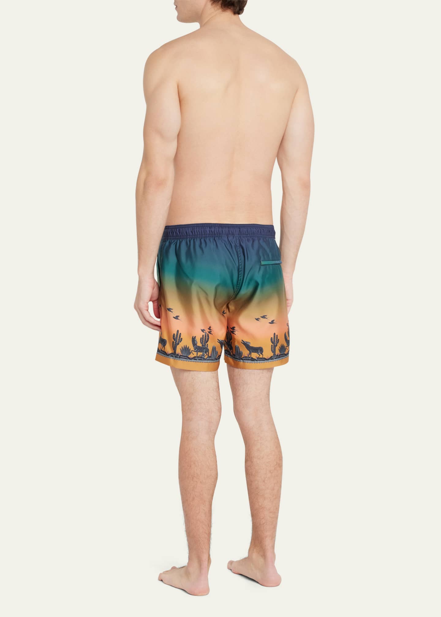 Men's Sunset Coyote Landscape Swim Shorts - Thumbnail 3