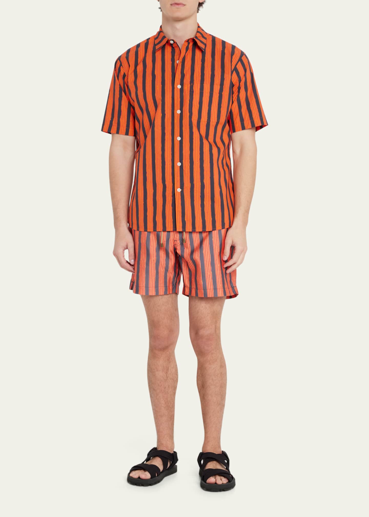 Men's Hand-Drawn Striped Sport Shirt - Thumbnail 2