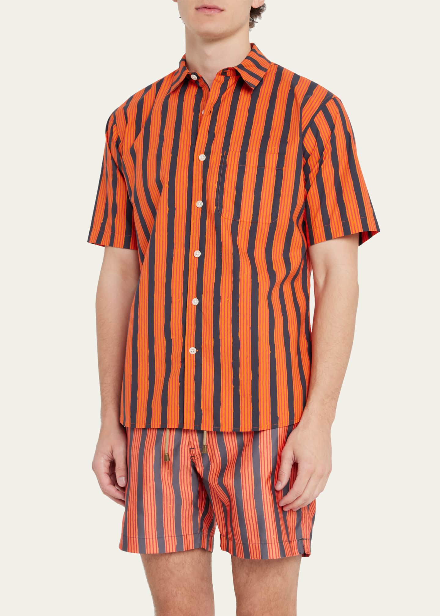 Men's Hand-Drawn Striped Sport Shirt - Thumbnail 4