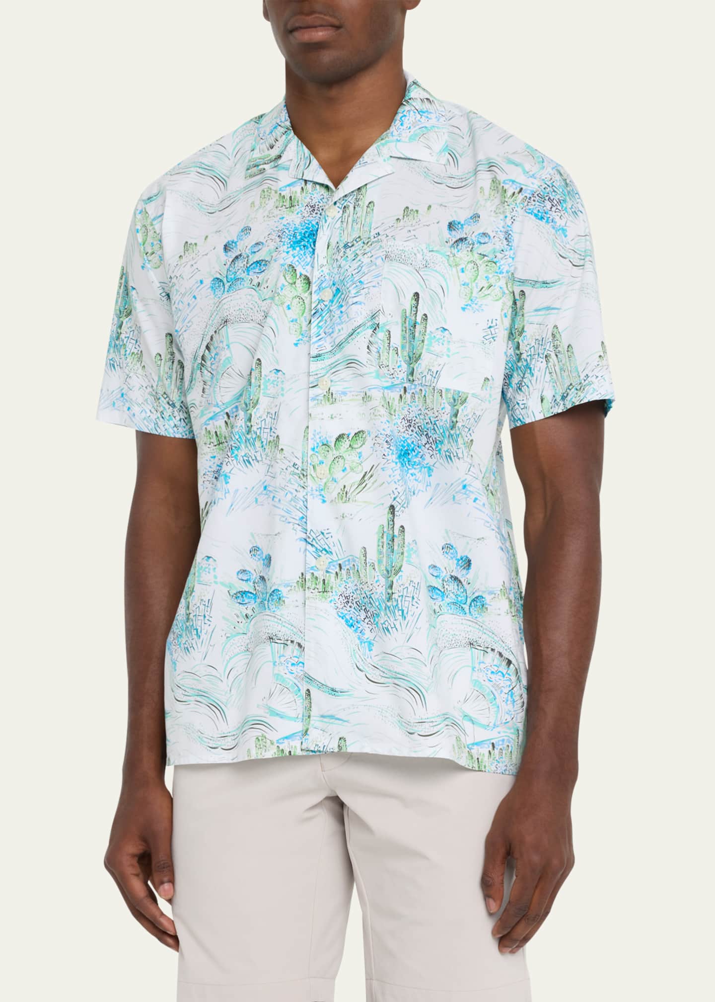 Thorsun Men's Cactus Fan-Print Camp Shirt Image 4 of 5