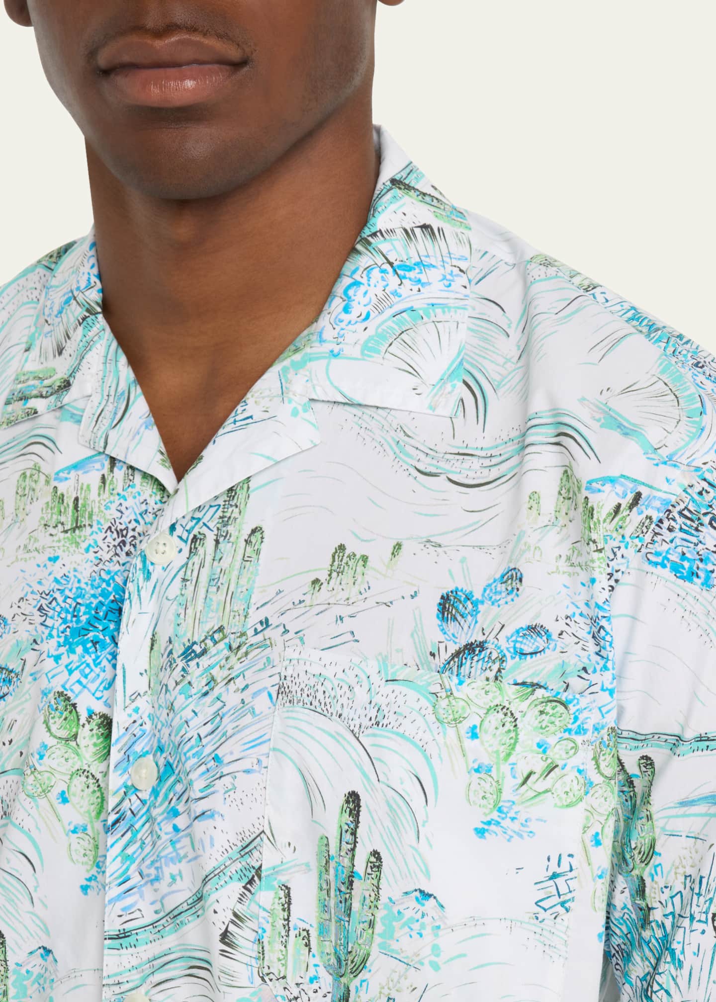 Thorsun Men's Cactus Fan-Print Camp Shirt Image 5 of 5