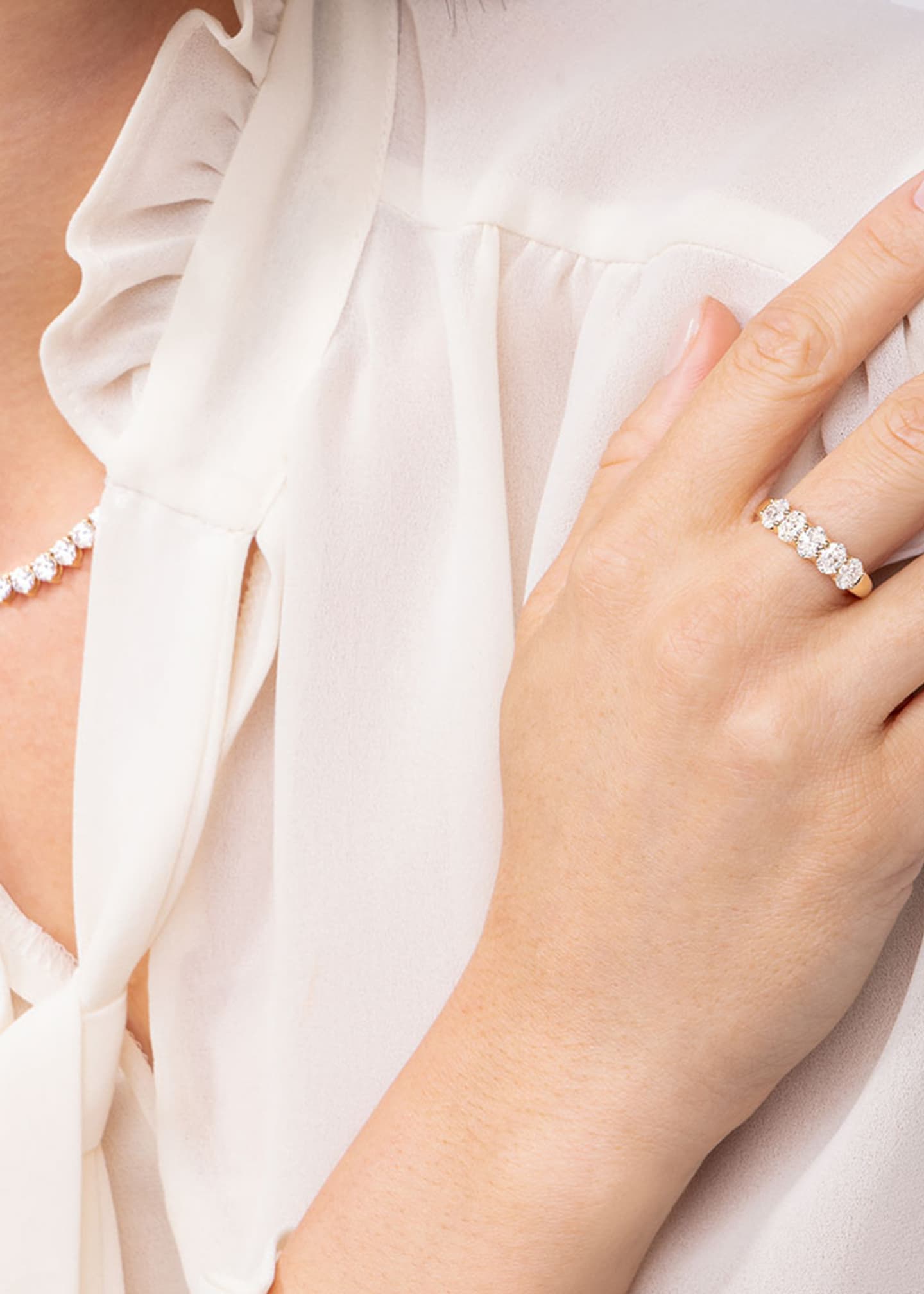 VRAI 14K White Gold Oval Lab Created/VRAI Created Diamond 5Stone Band