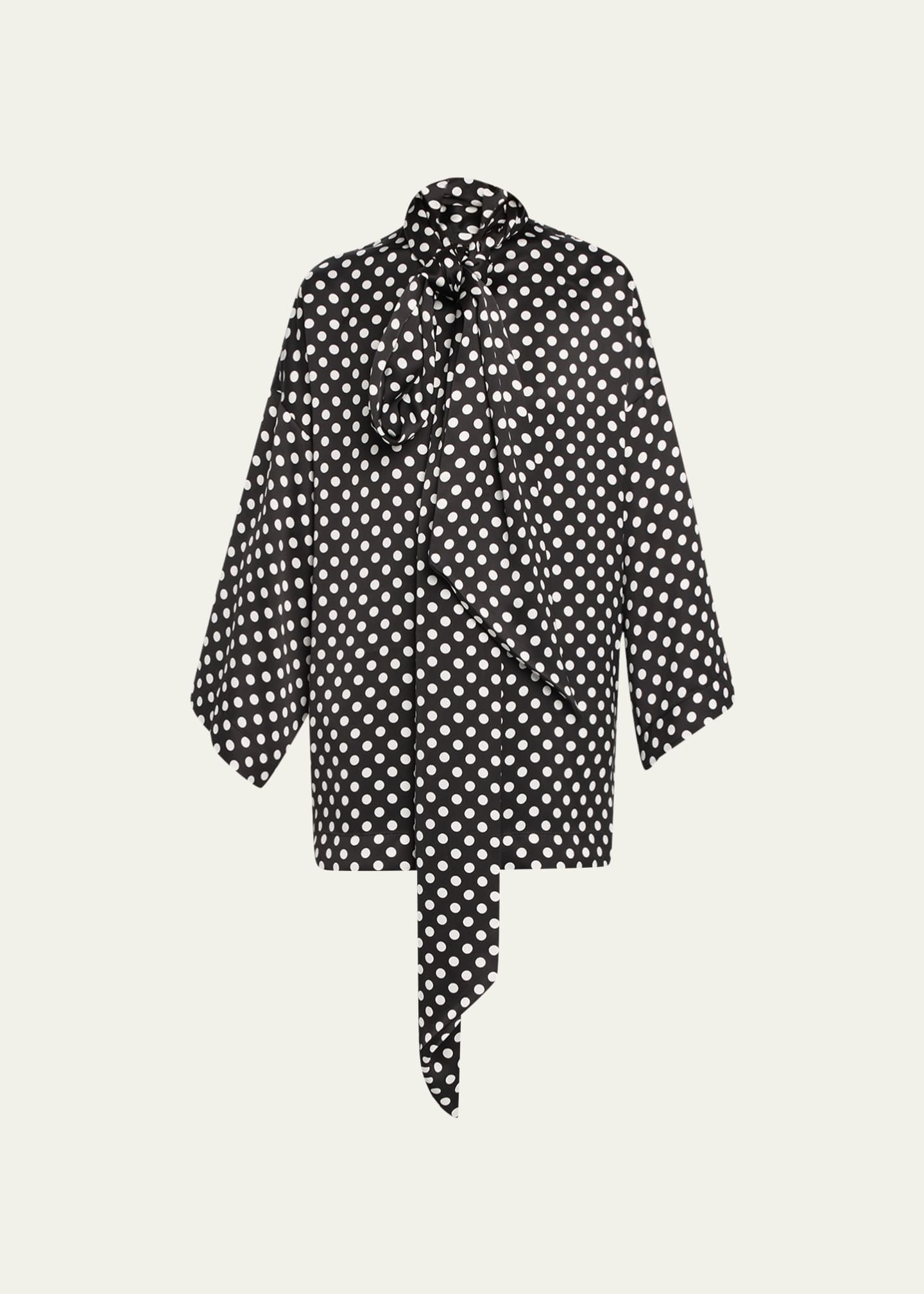 Polka dot best sale tie neck blouse