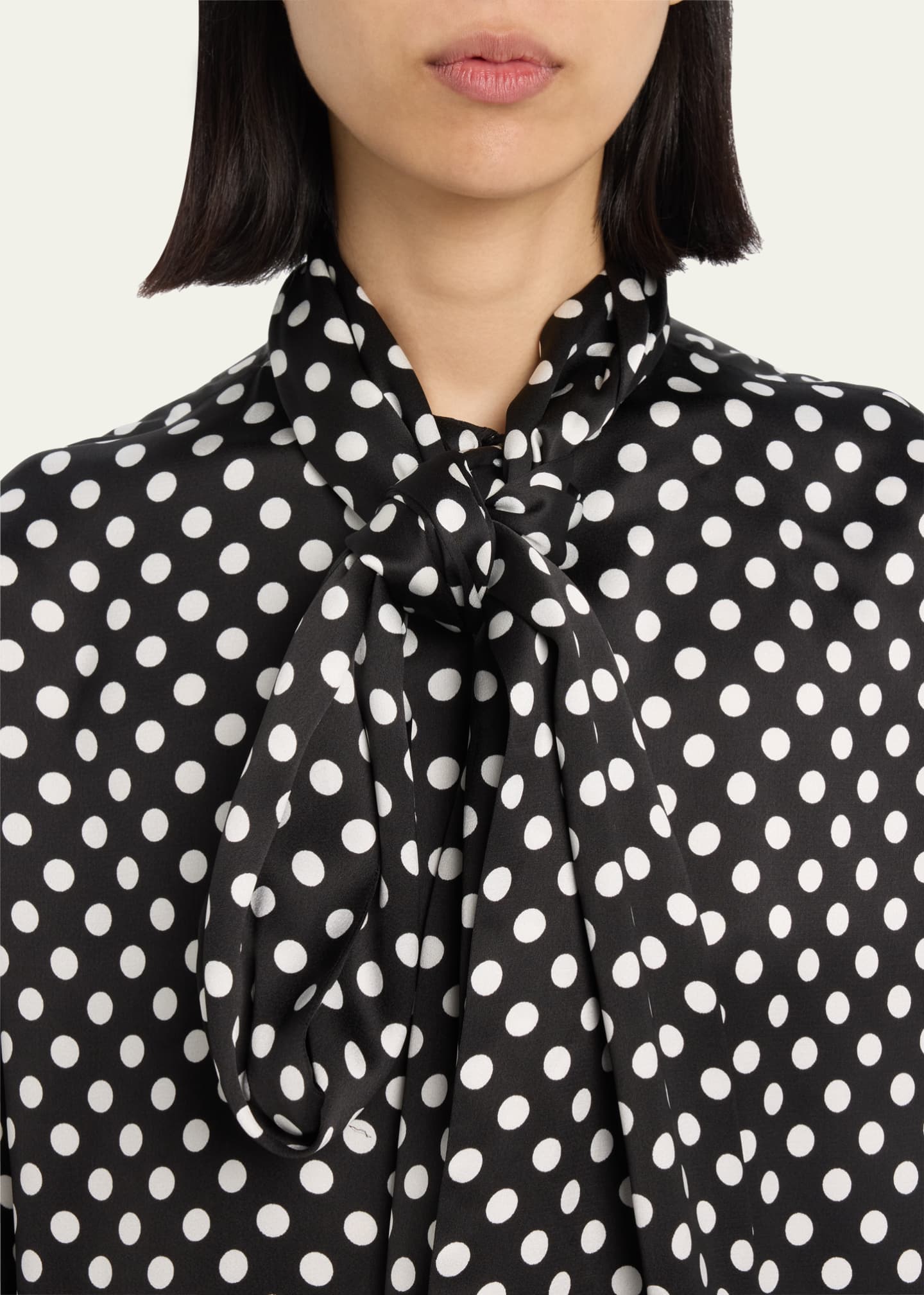 Saint Laurent Polka Dot Tie Neck Blouse Bergdorf Goodman