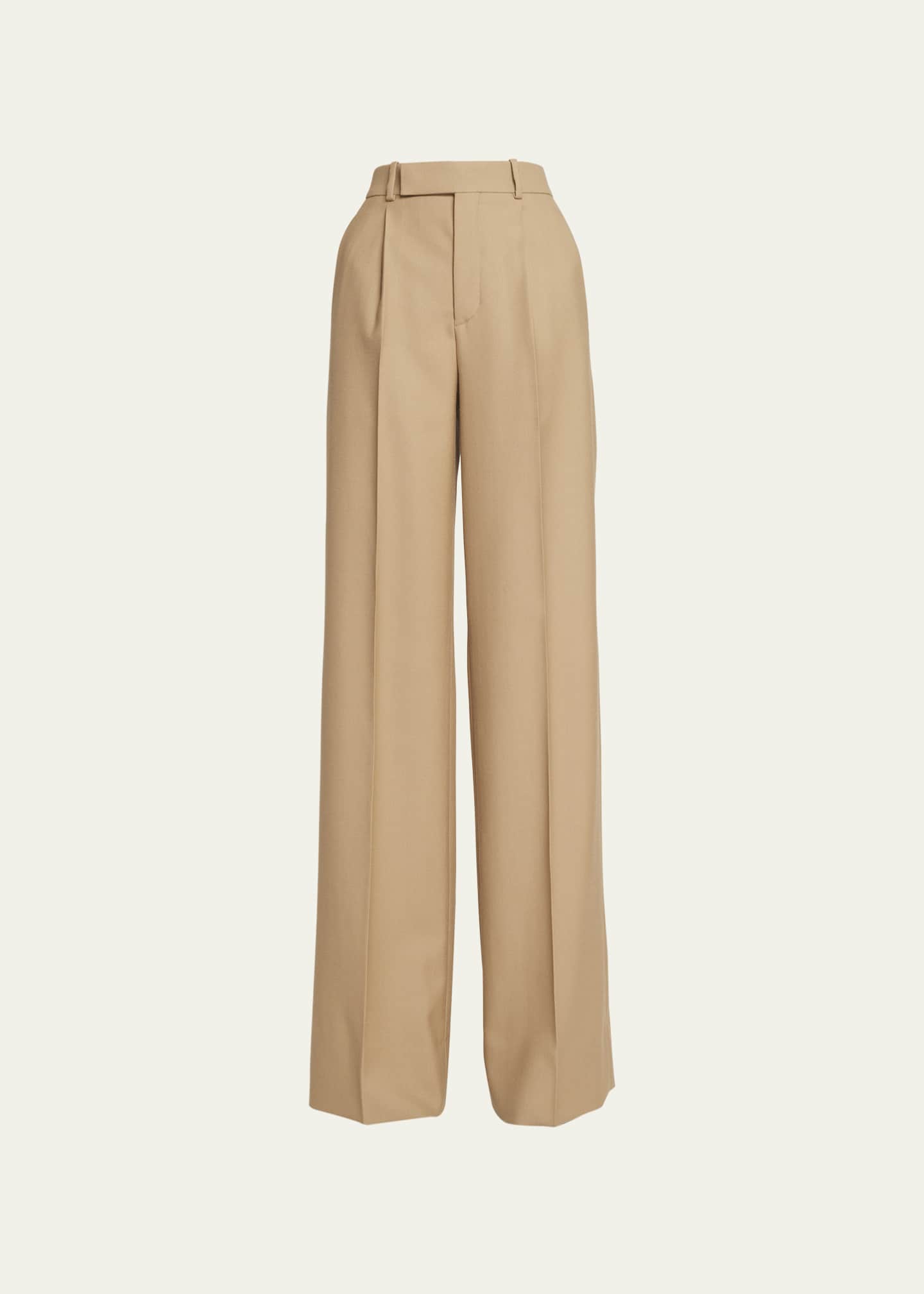 Saint Laurent Pintuck Straight Leg Trousers Bergdorf Goodman