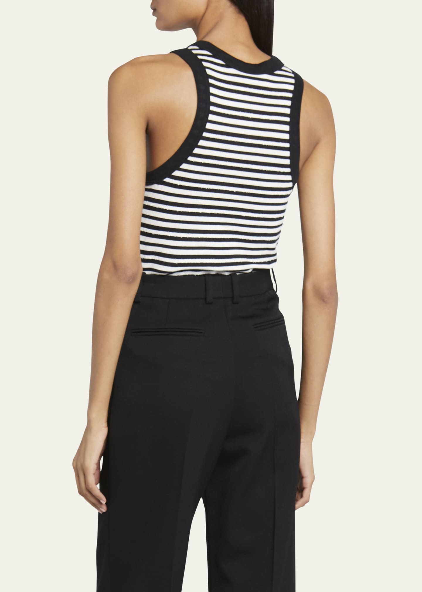 Saint Laurent Monogram-Embroidered Stripe Tank Top Image 3 of 5