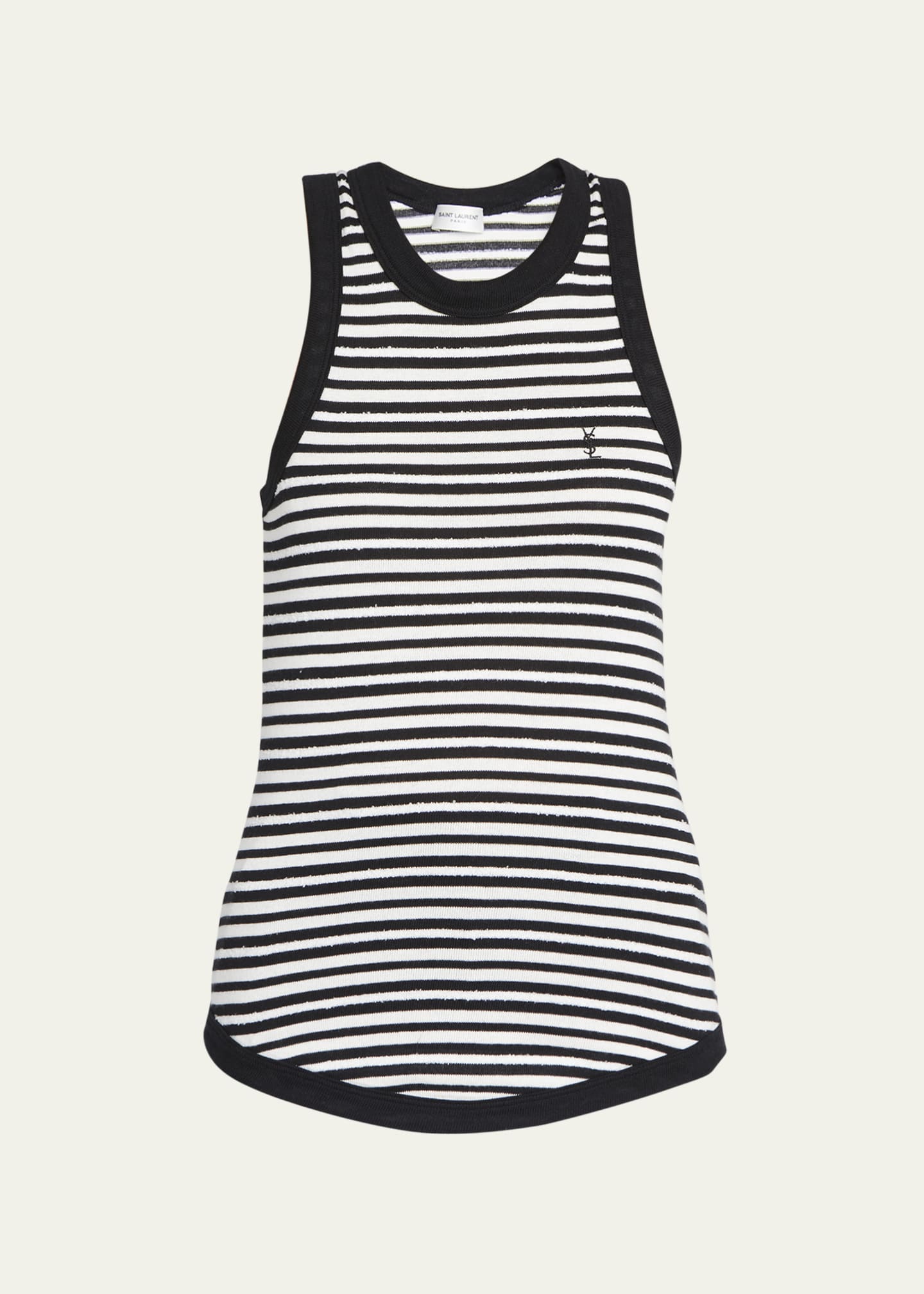 Saint Laurent Monogram-Embroidered Stripe Tank Top - Bergdorf Goodman