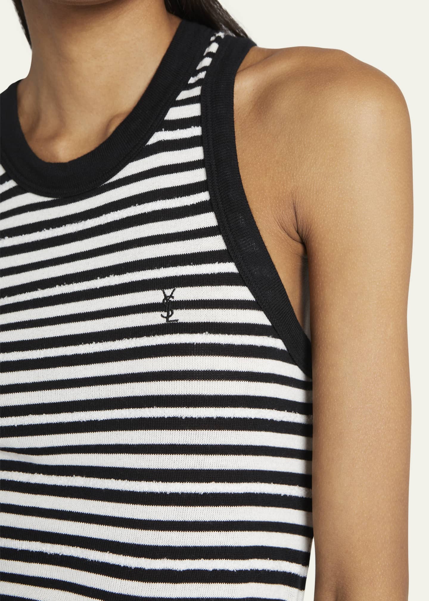 Saint Laurent Monogram-Embroidered Stripe Tank Top Image 5 of 5