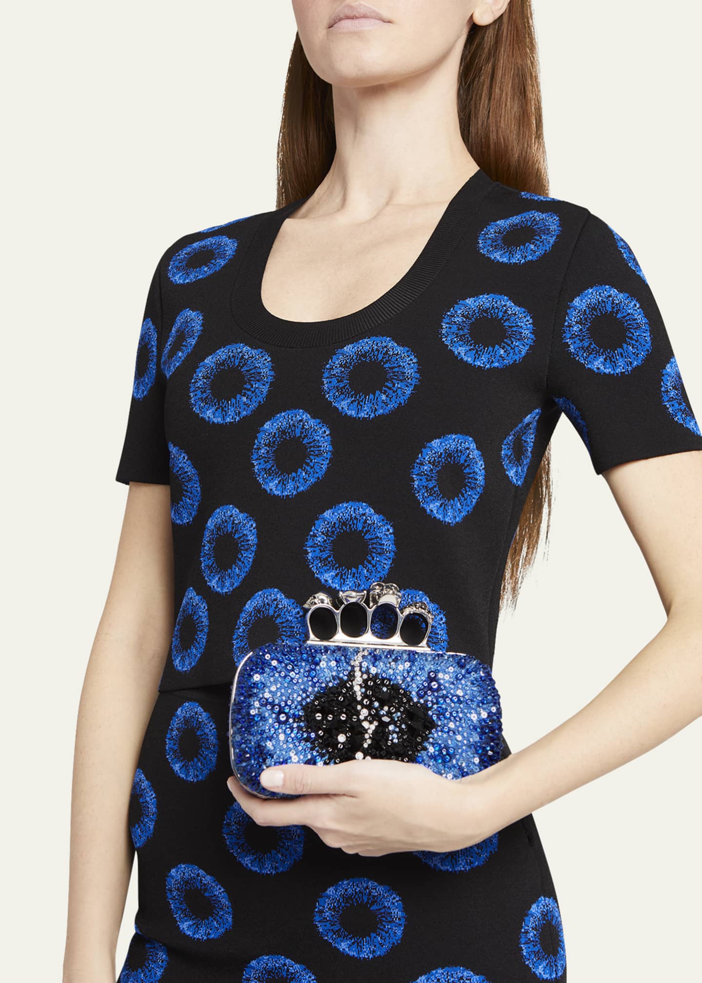 Alexander McQueen Iris Skull Sequins Clutch Bag Bergdorf Goodman