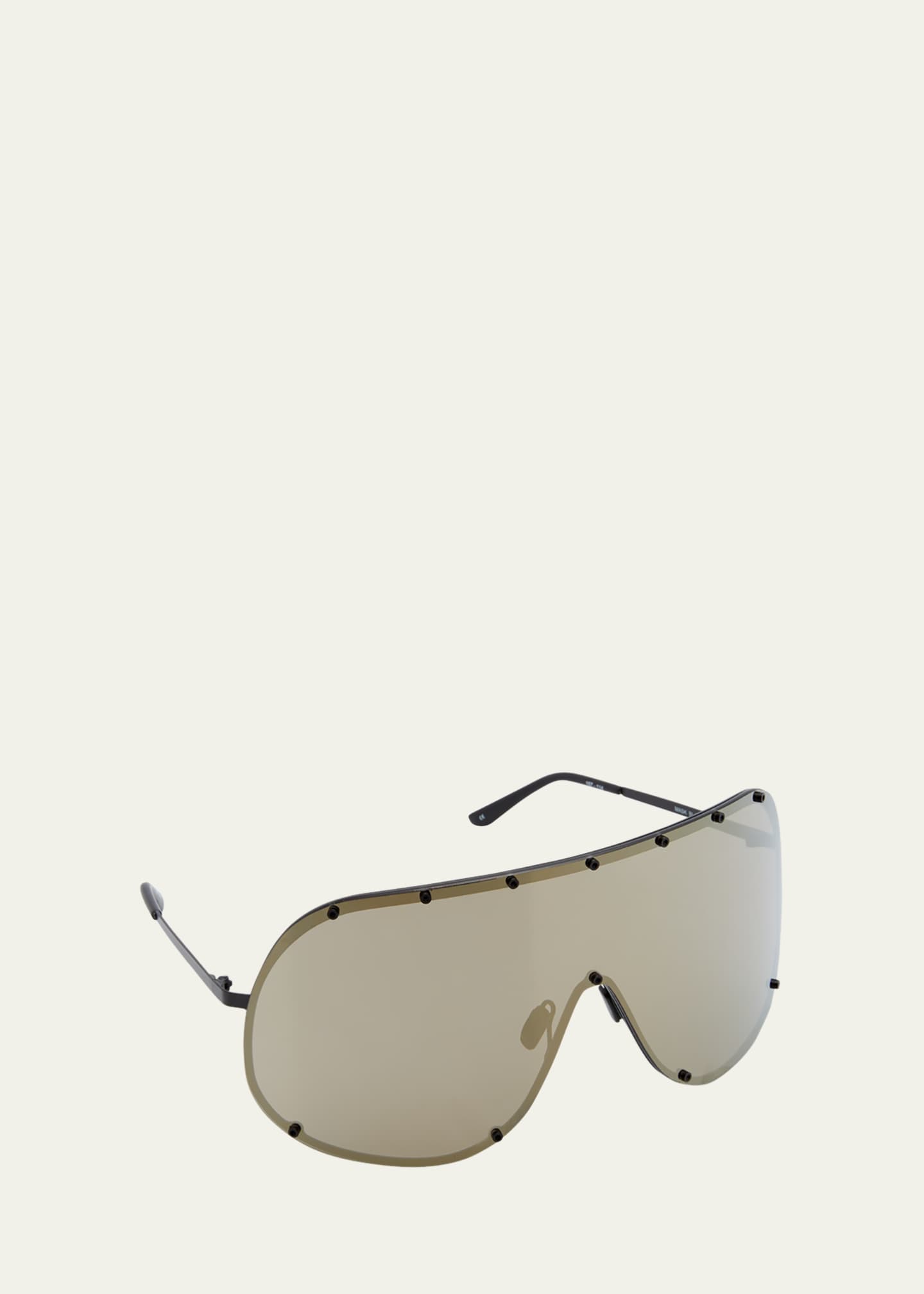 Rick Owens Men's Rimless Stainless Steel Shield Sunlgasses Image 2 of 4