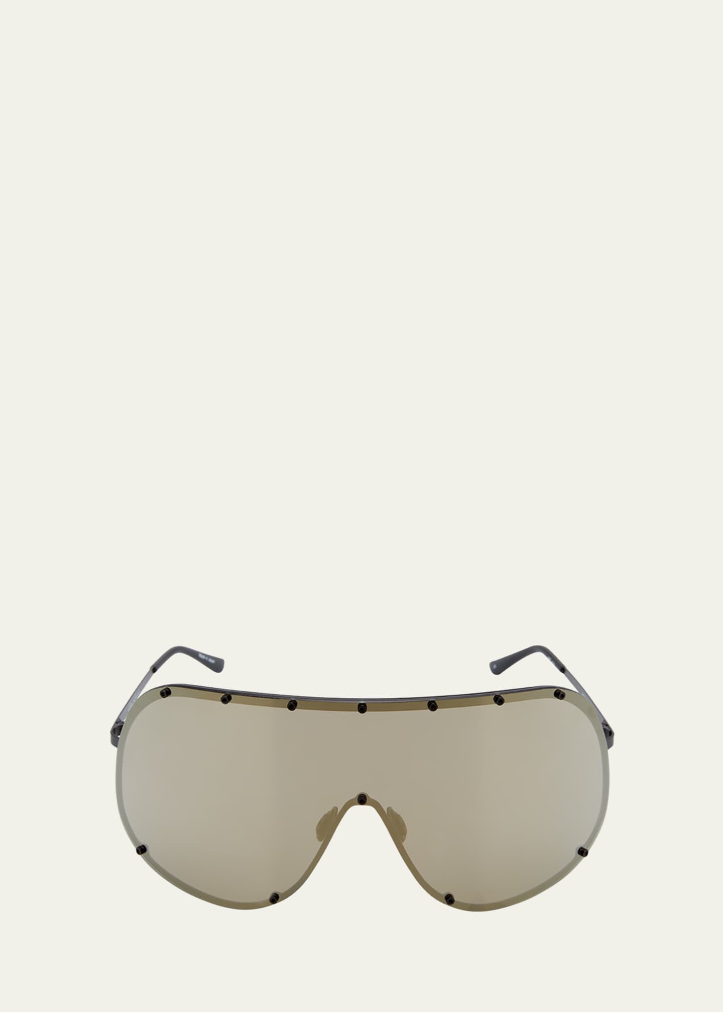 Rick Owens Men's Rimless Stainless Steel Shield Sunlgasses Image 1 of 4