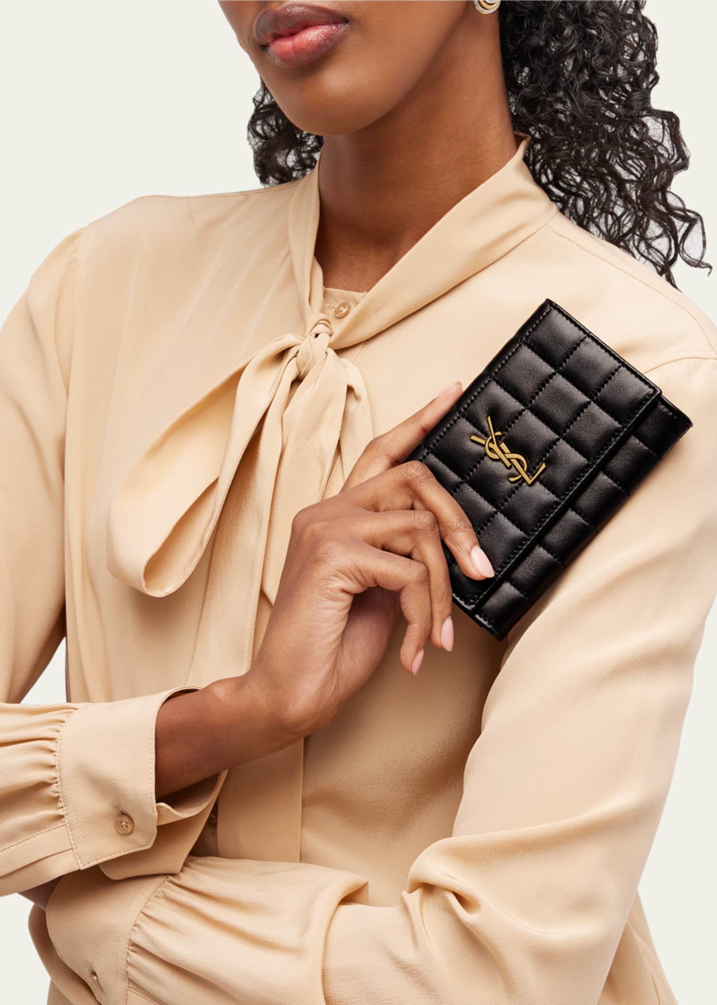Saint Laurent YSL Monogram Flap Small Wallet in Quilted Smooth Leather Image 2 of 4