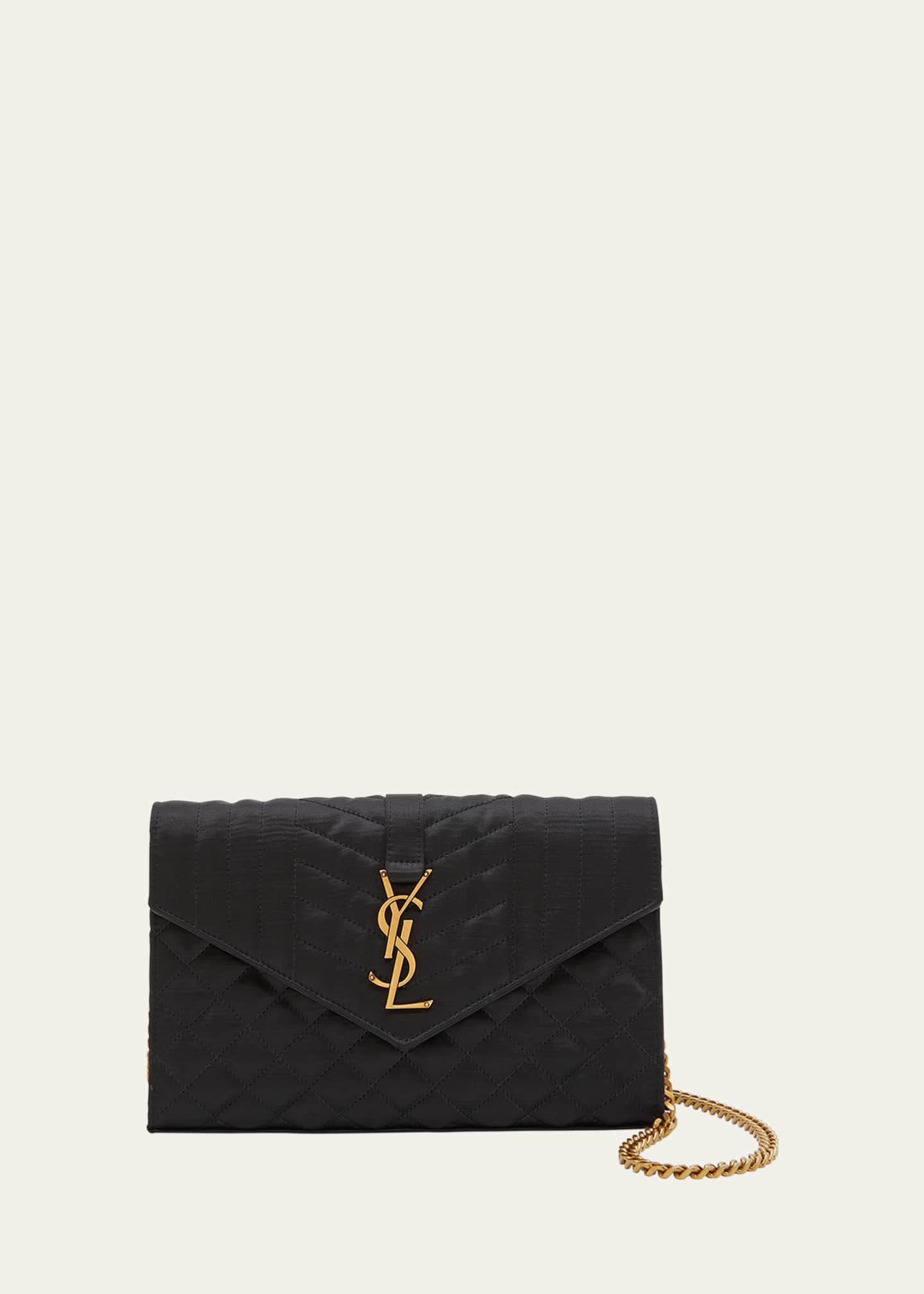 Saint Laurent YSL Monogram Large Wallet on Chain in Satin Bergdorf Goodman