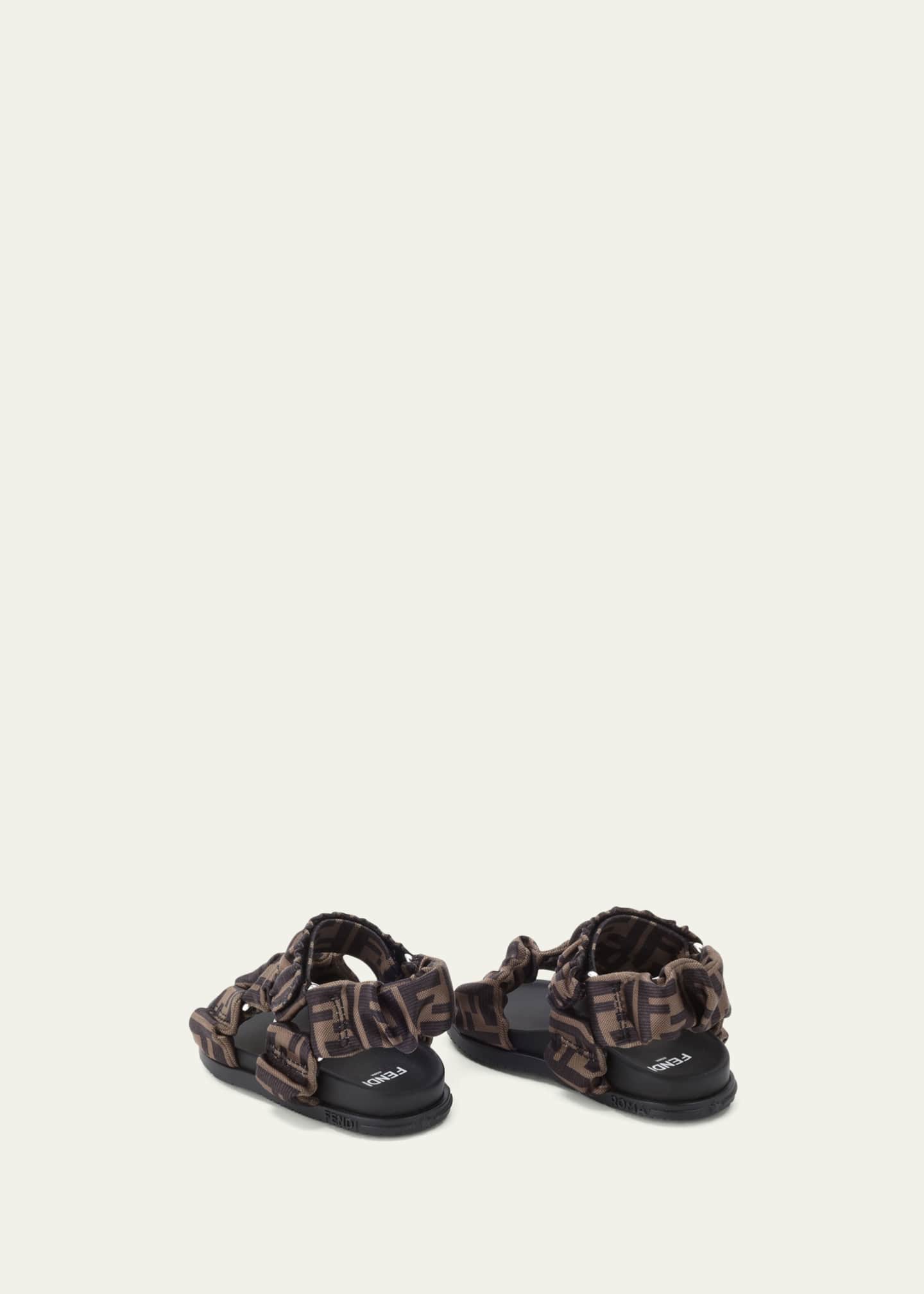 Fendi Girl's Ruched Logo Hiking Sporty Sandals, Kids Image 3 of 3