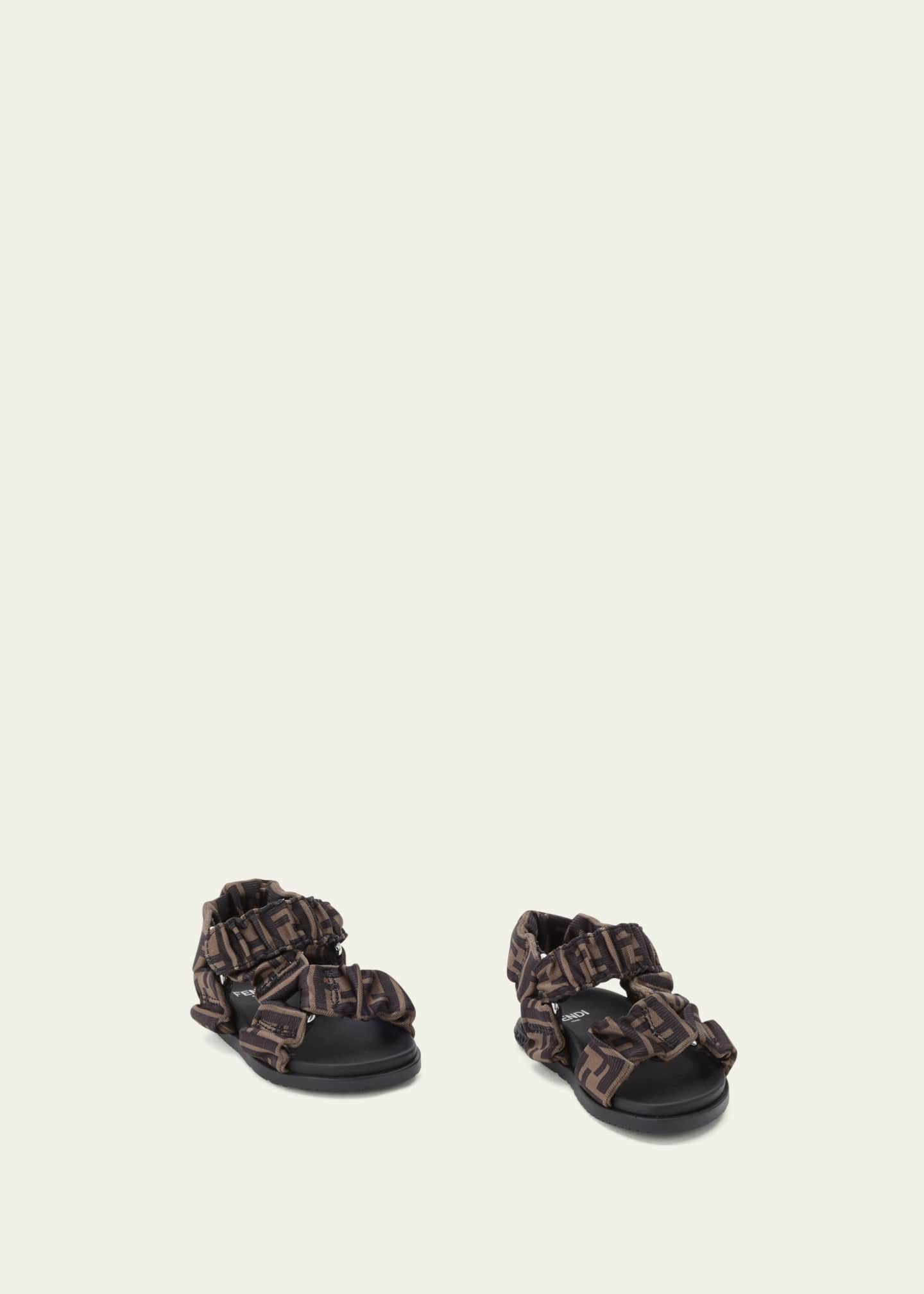 Fendi Girl's Ruched Logo Hiking Sporty Sandals, Baby Image 4 of 4