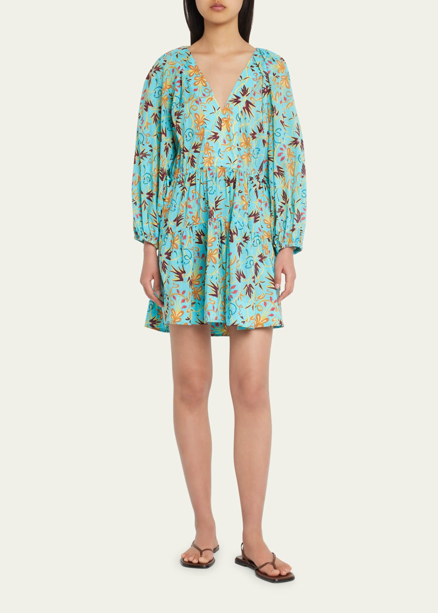 A.L.C. Sally Printed Cinch-Tie Mini Dress - Bergdorf Goodman