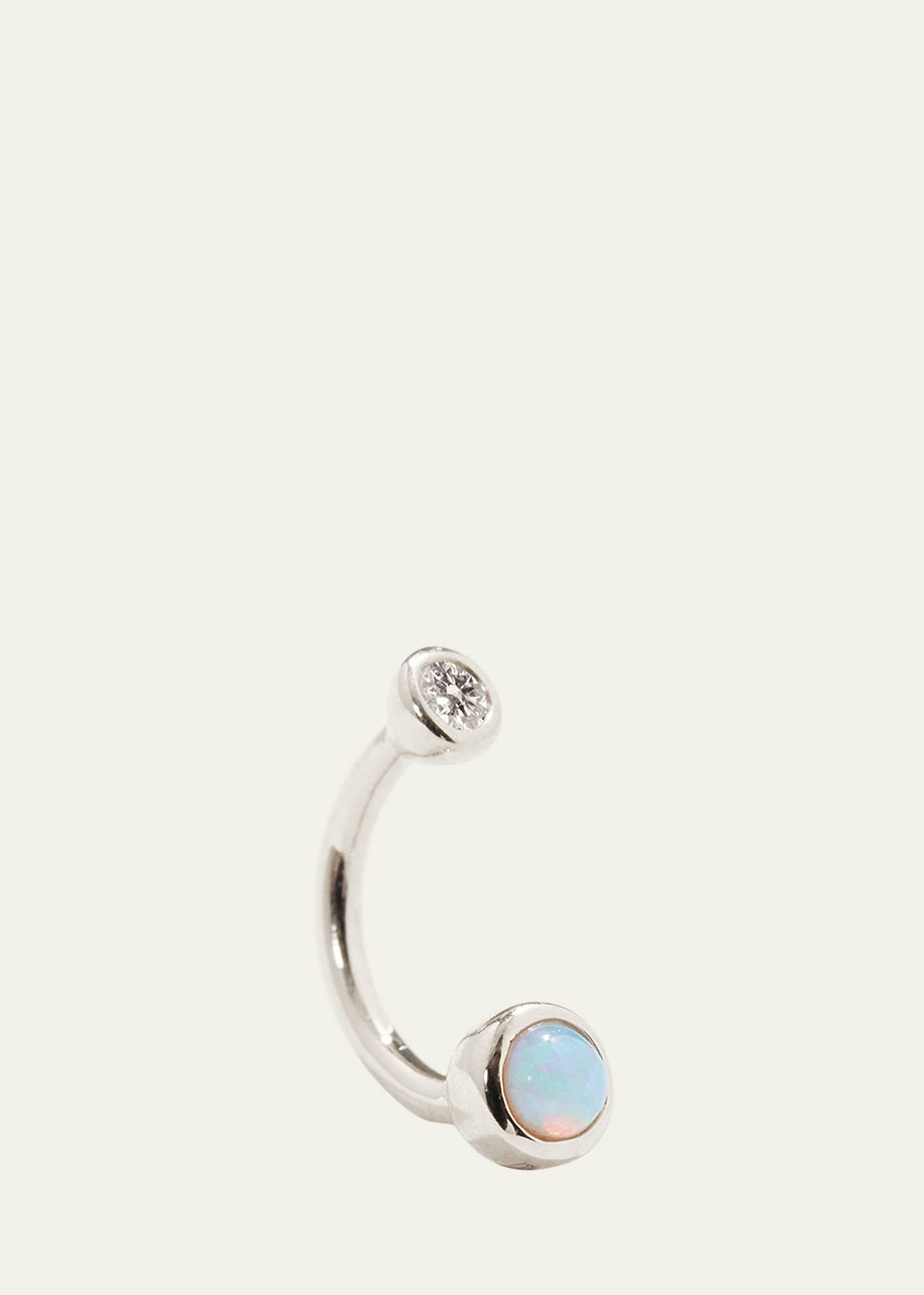 Pamela Love 14k White Gold Opal Diamond Gravitation Rook Earring