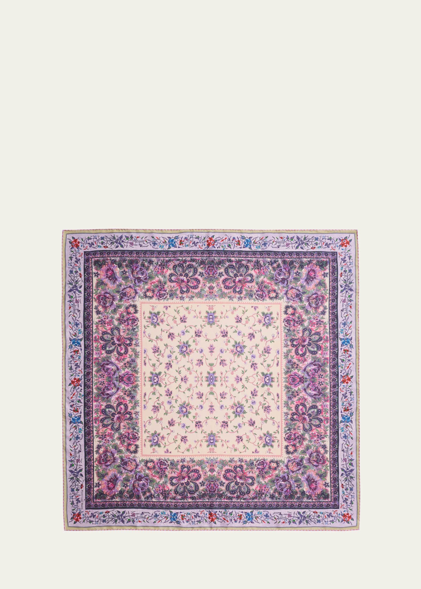 Pierre-Louis Mascia Multi-Color Floral Silk Square Scarf Image 4 of 4