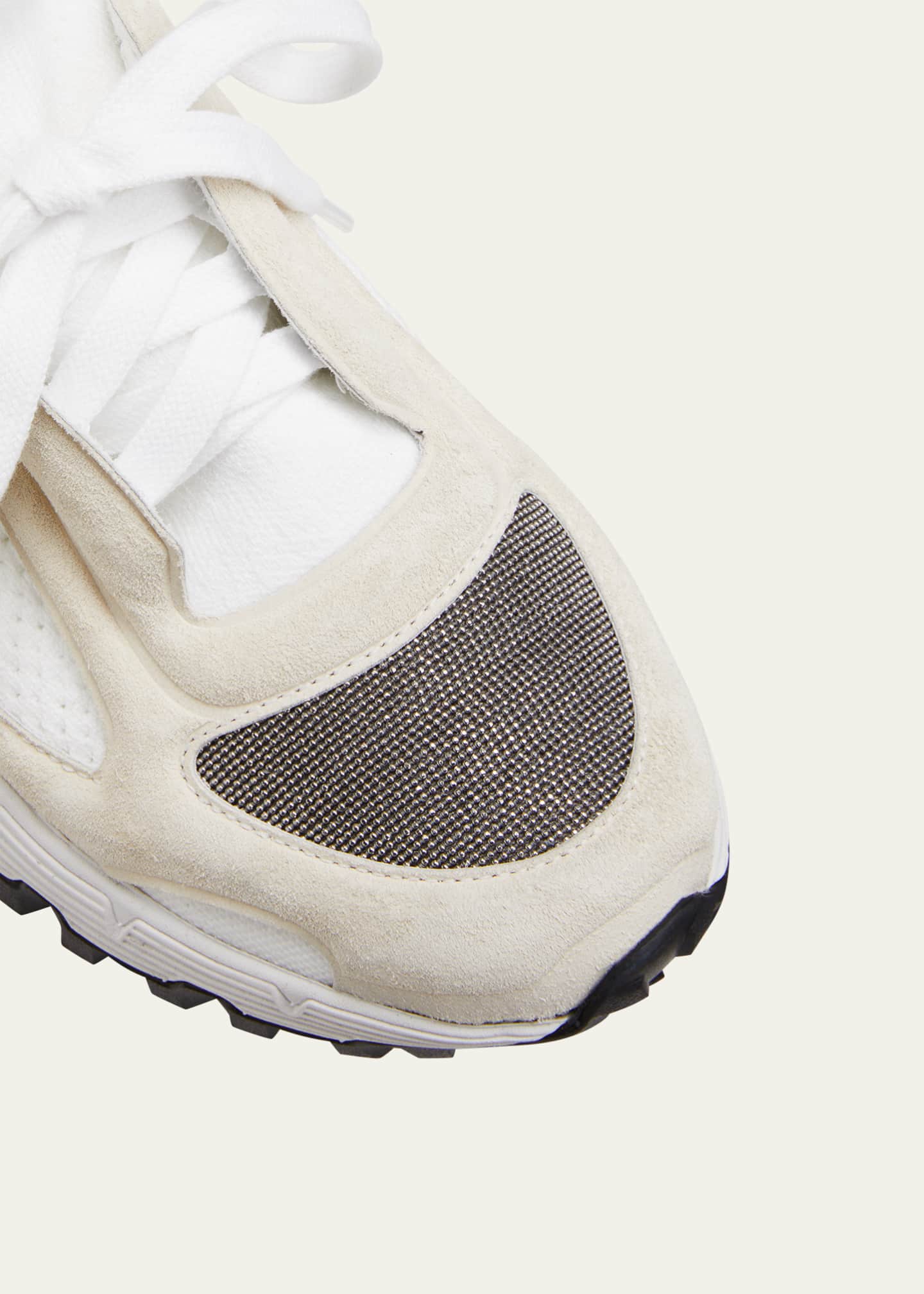 Brunello Cucinelli Knit Leather Runner Sneakers - Bergdorf Goodman