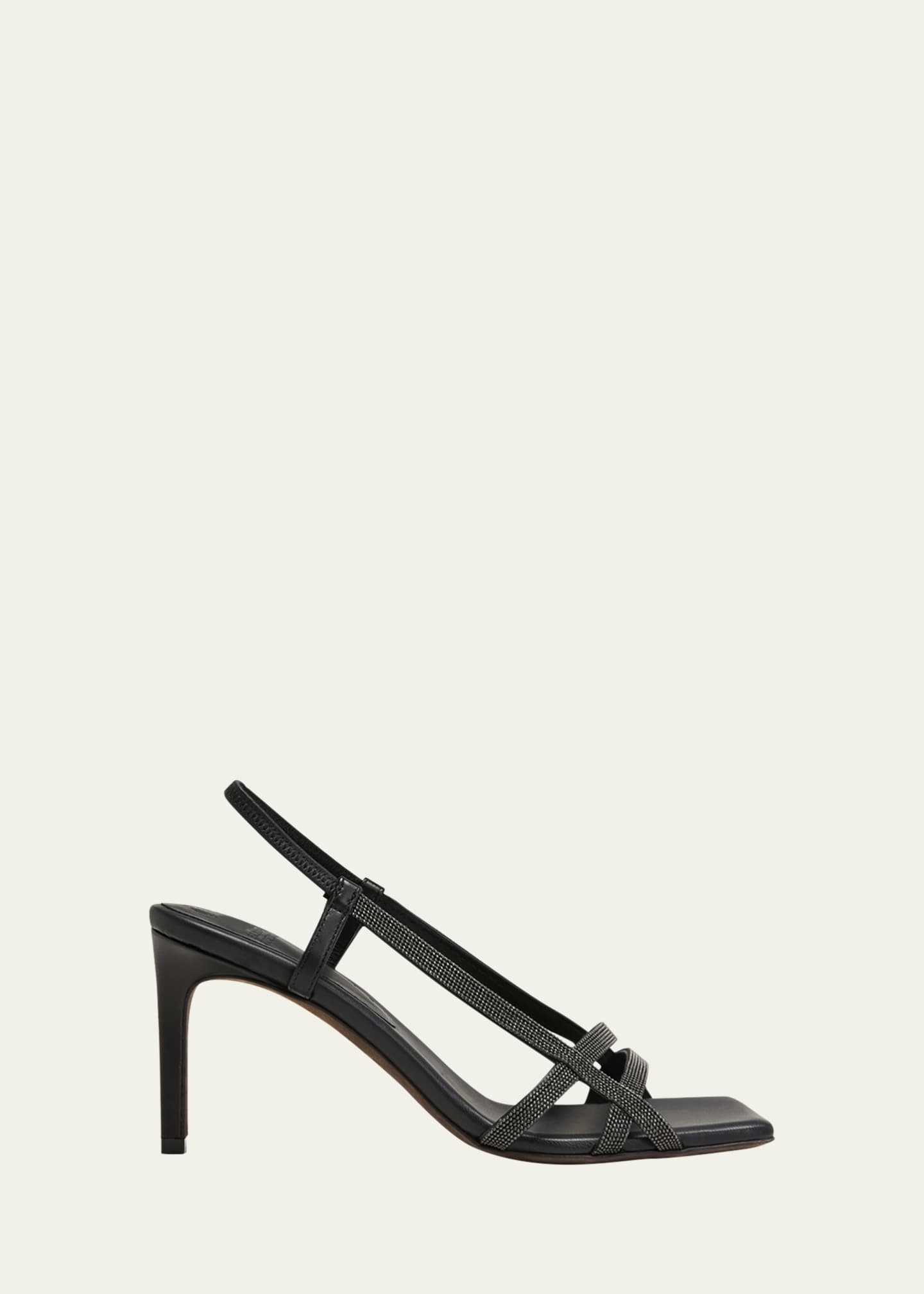 Brunello Cucinelli Monili Kitten-Heel Slingback Sandals - Bergdorf Goodman