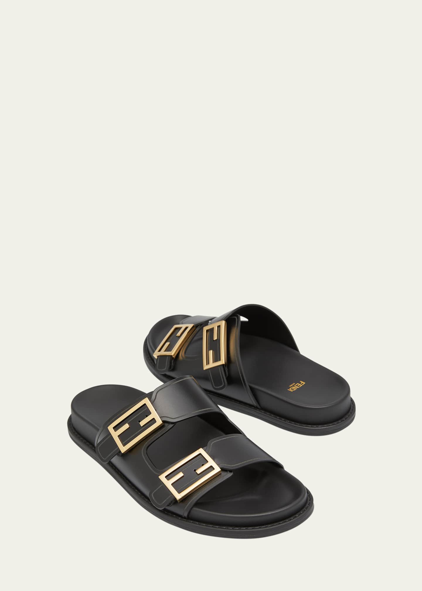 Fendi embroidered leather slide sandal shop