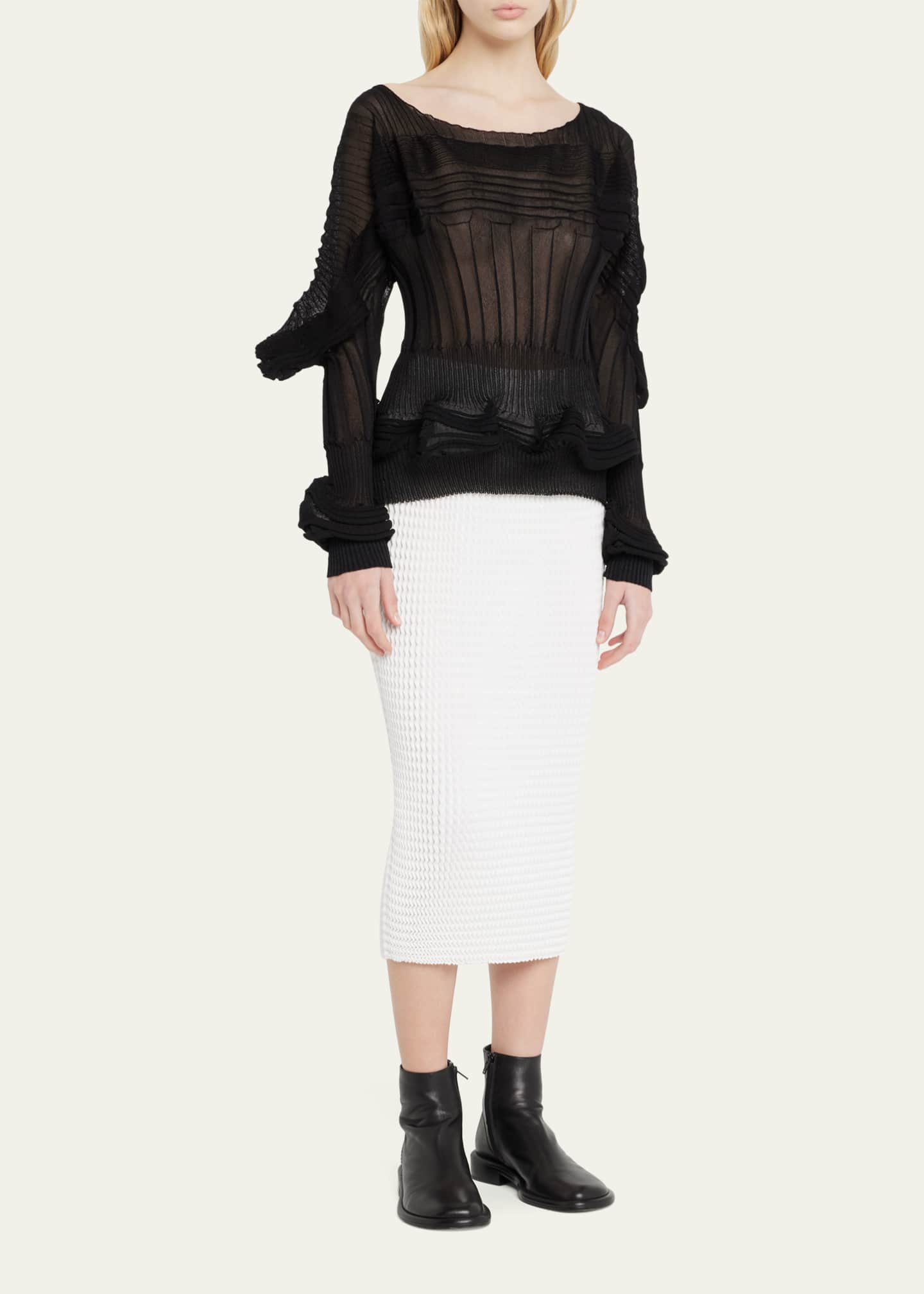 ISSEY MIYAKE wool Brush Tag Gathered Balloon Pannier skirt Bottoms LE63730 Purple blue M main image 1