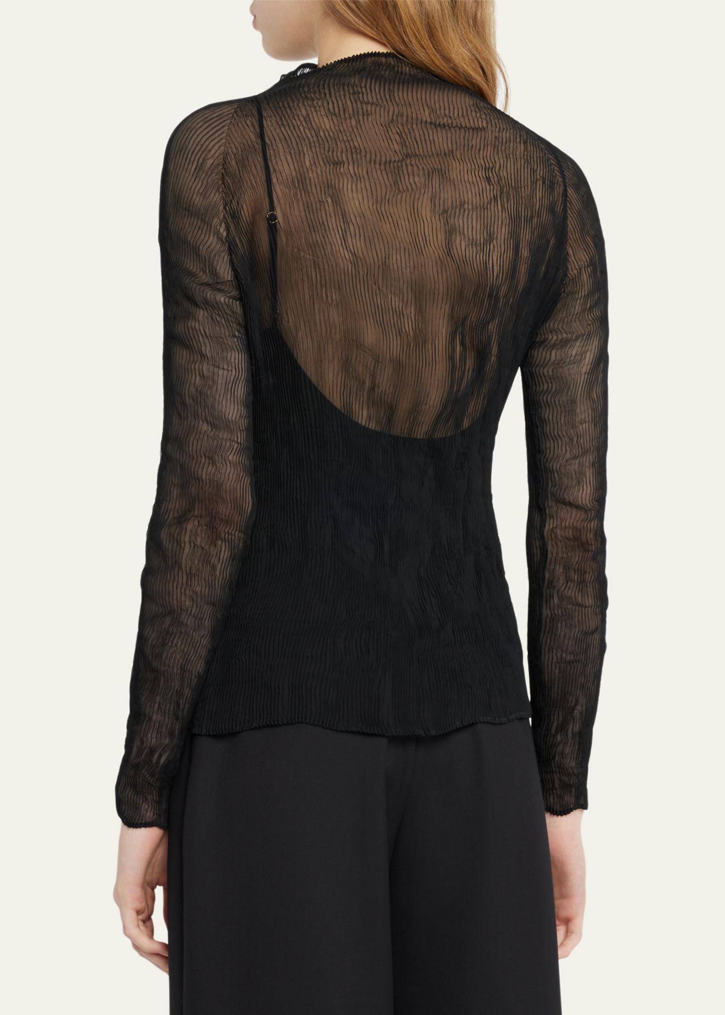 Shadow Study Chiffon Twist Turtleneck Top in Shadow by Issey Miyake main image 0
