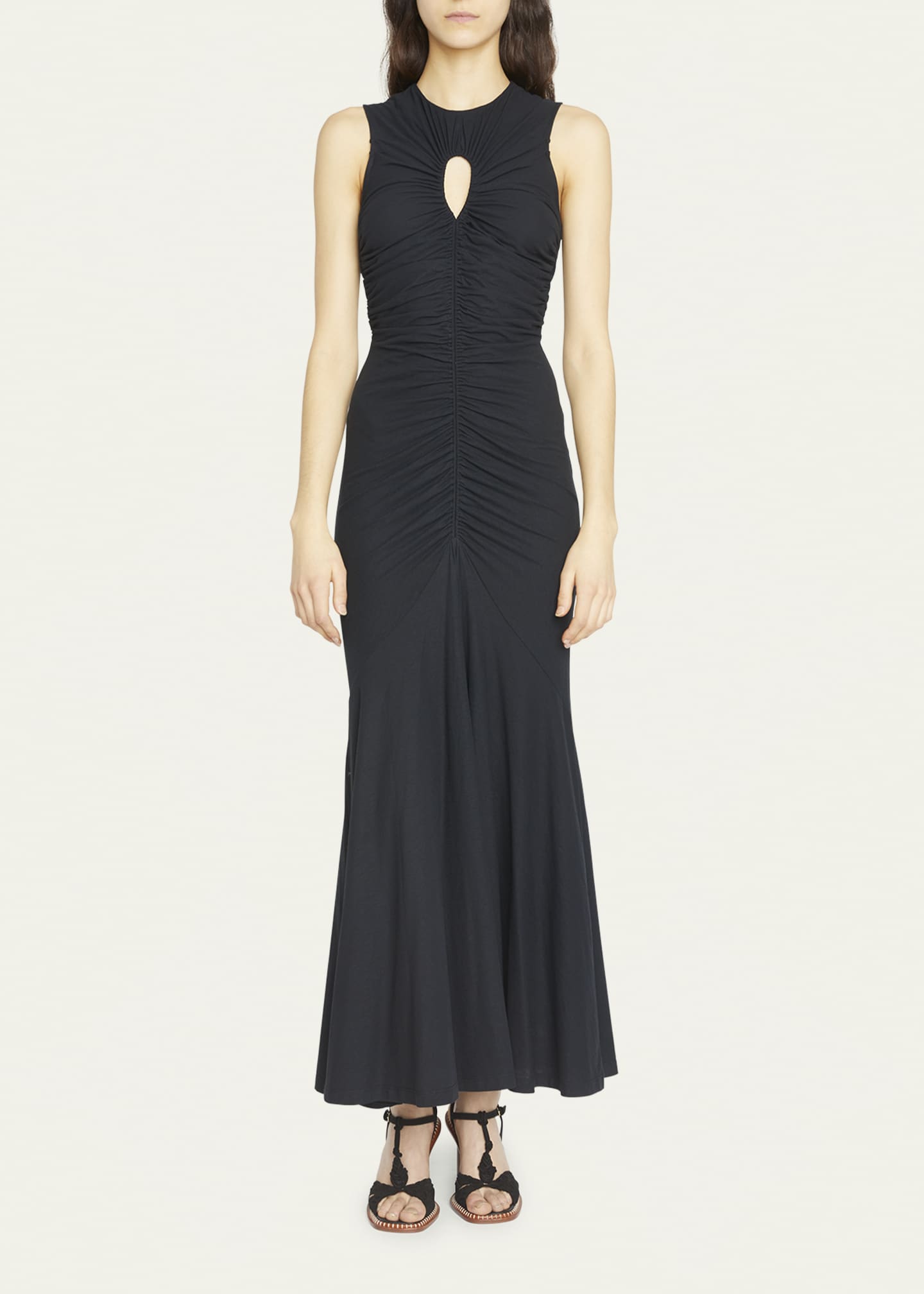 Ulla Johnson Gwynne Long Sleeveless Ruched Dress with Keyhole Image 2 of 5