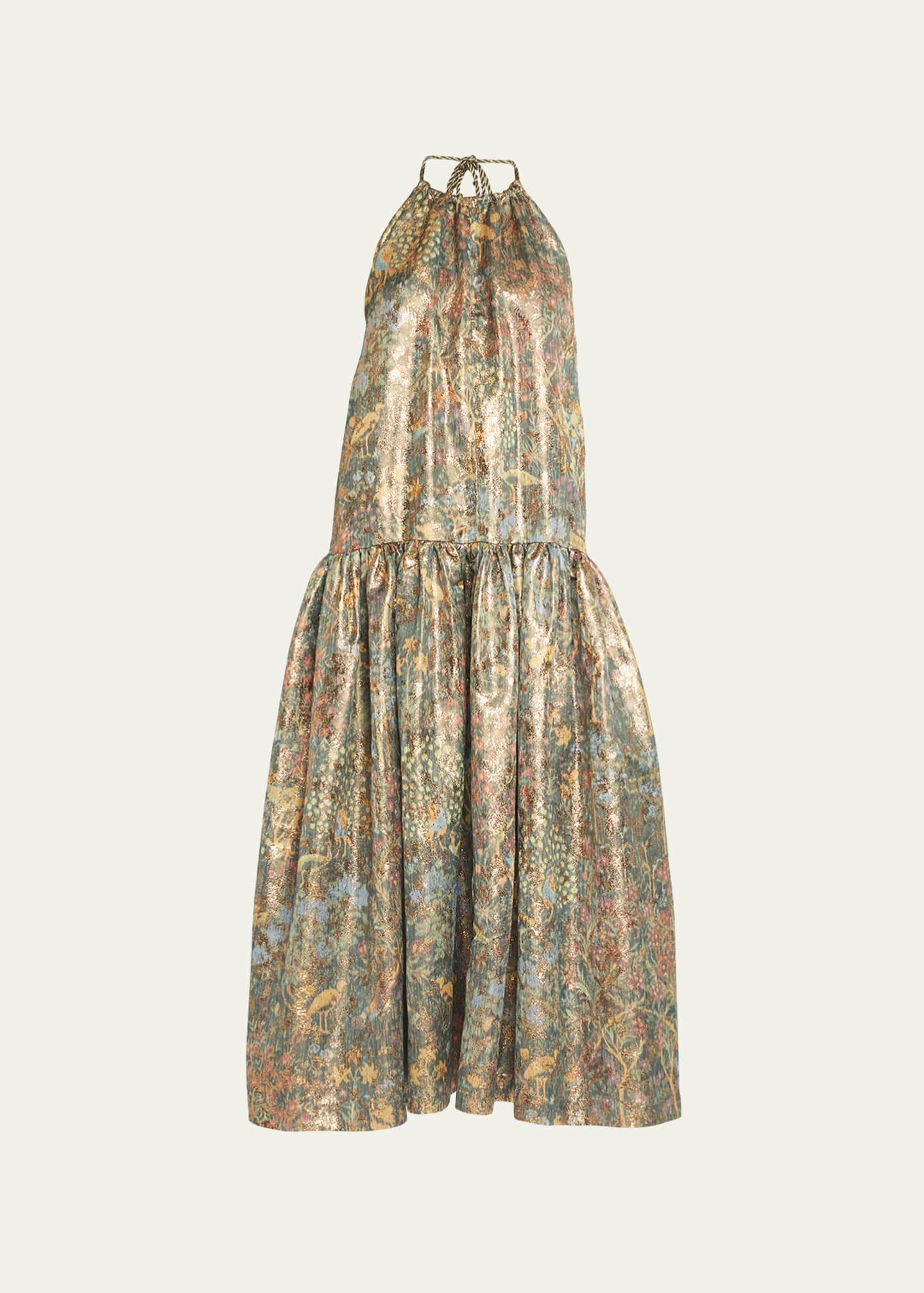 Ulla Johnson Celestina Metallic Lurex Jacquard Open Back Midi