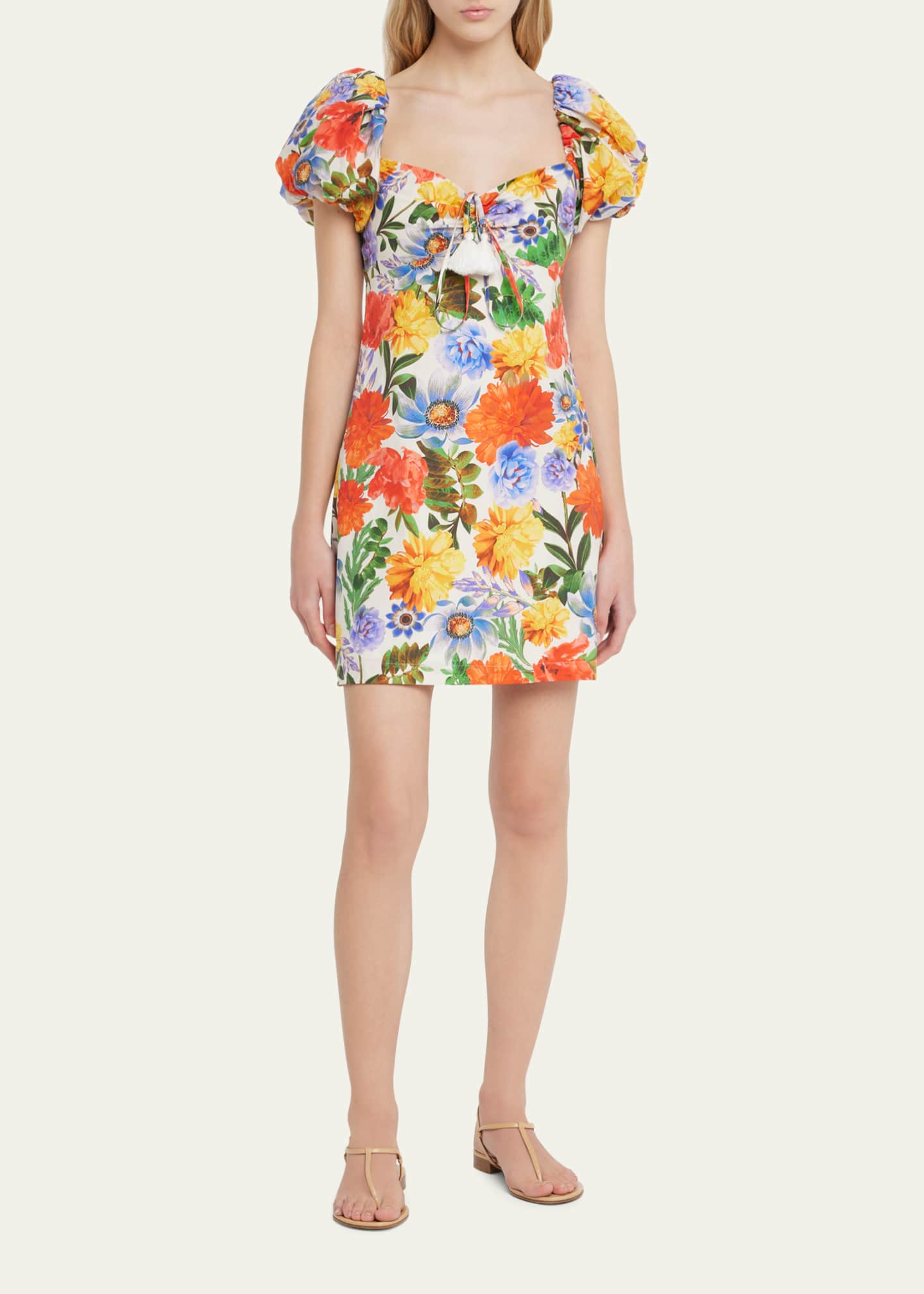 Cara Cara Gigi Puff-Sleeve Floral Poplin Mini Dress - Bergdorf Goodman
