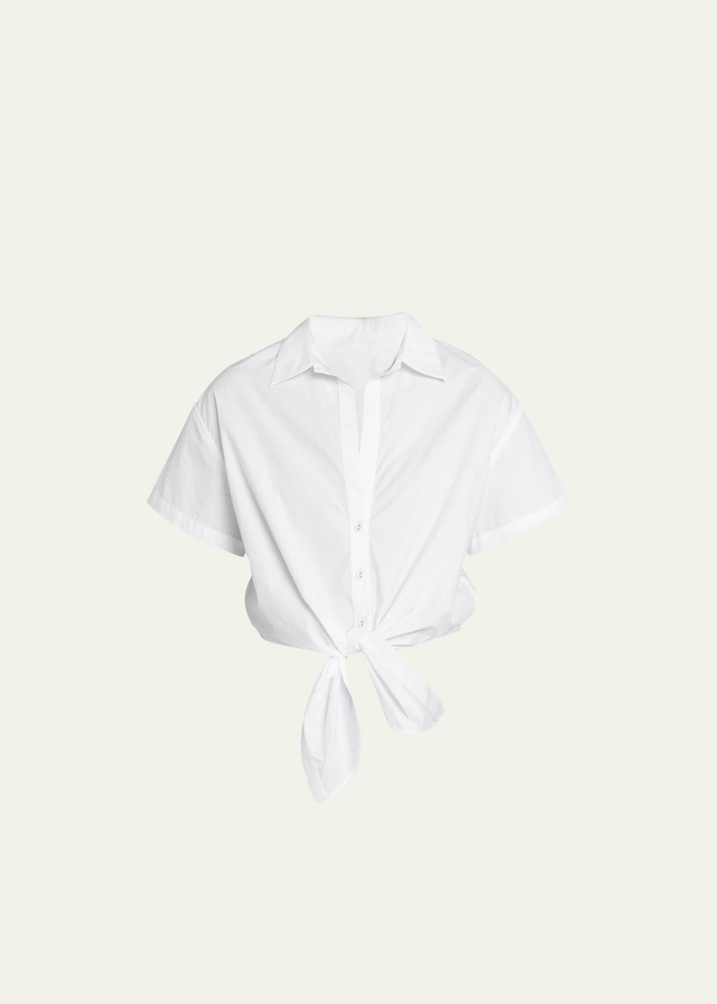 Cara Cara Asbury Tie-Front Cotton Button-Front Top - Bergdorf Goodman