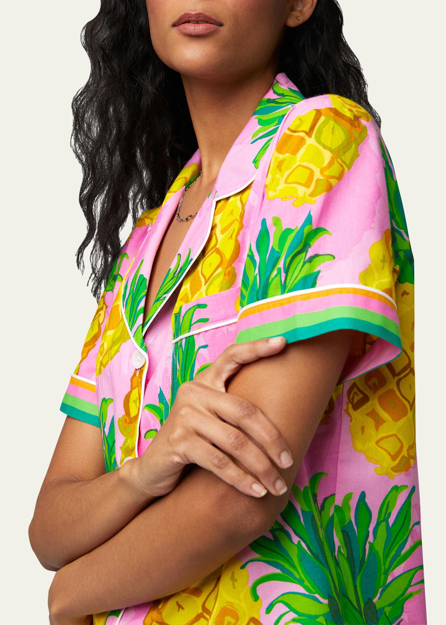 Trina Turk x Bedhead Pajamas Cropped Pineapple-Print Cotton Pajama Set ...