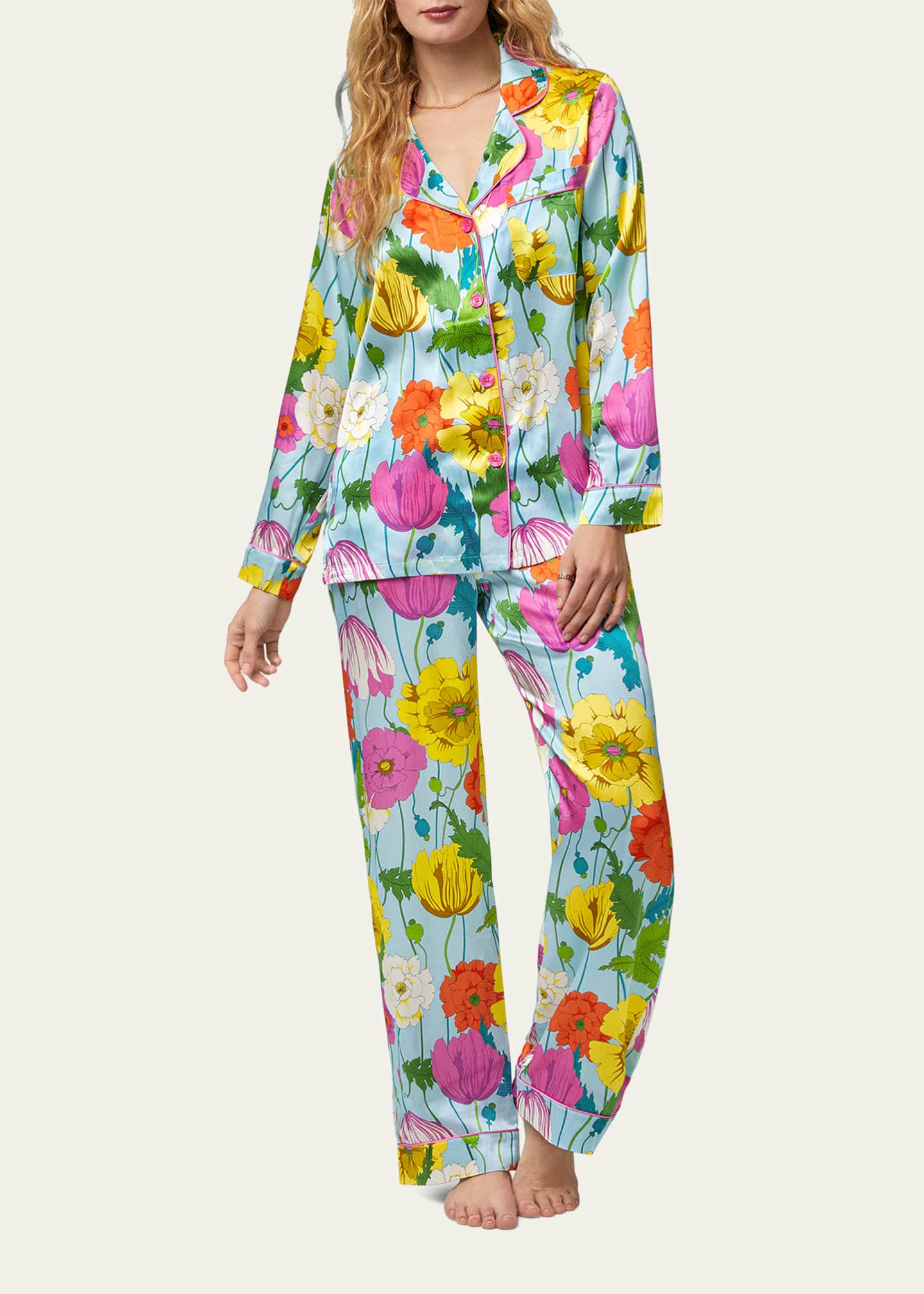 Trina Turk x Bedhead Pajamas Floral-Print Silk Pajama Set - Bergdorf ...