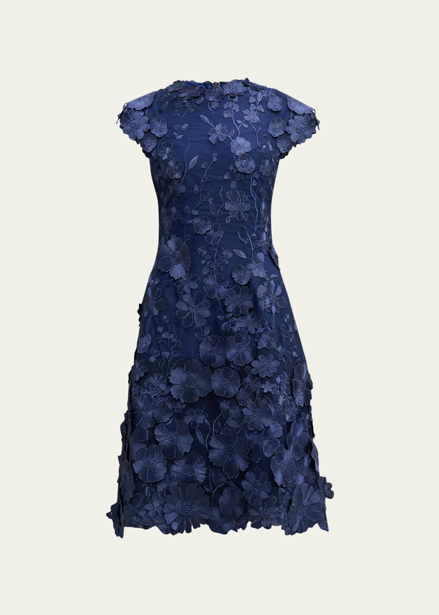 Teri Jon 237201 3D Flower Embroidered Tulle Dress