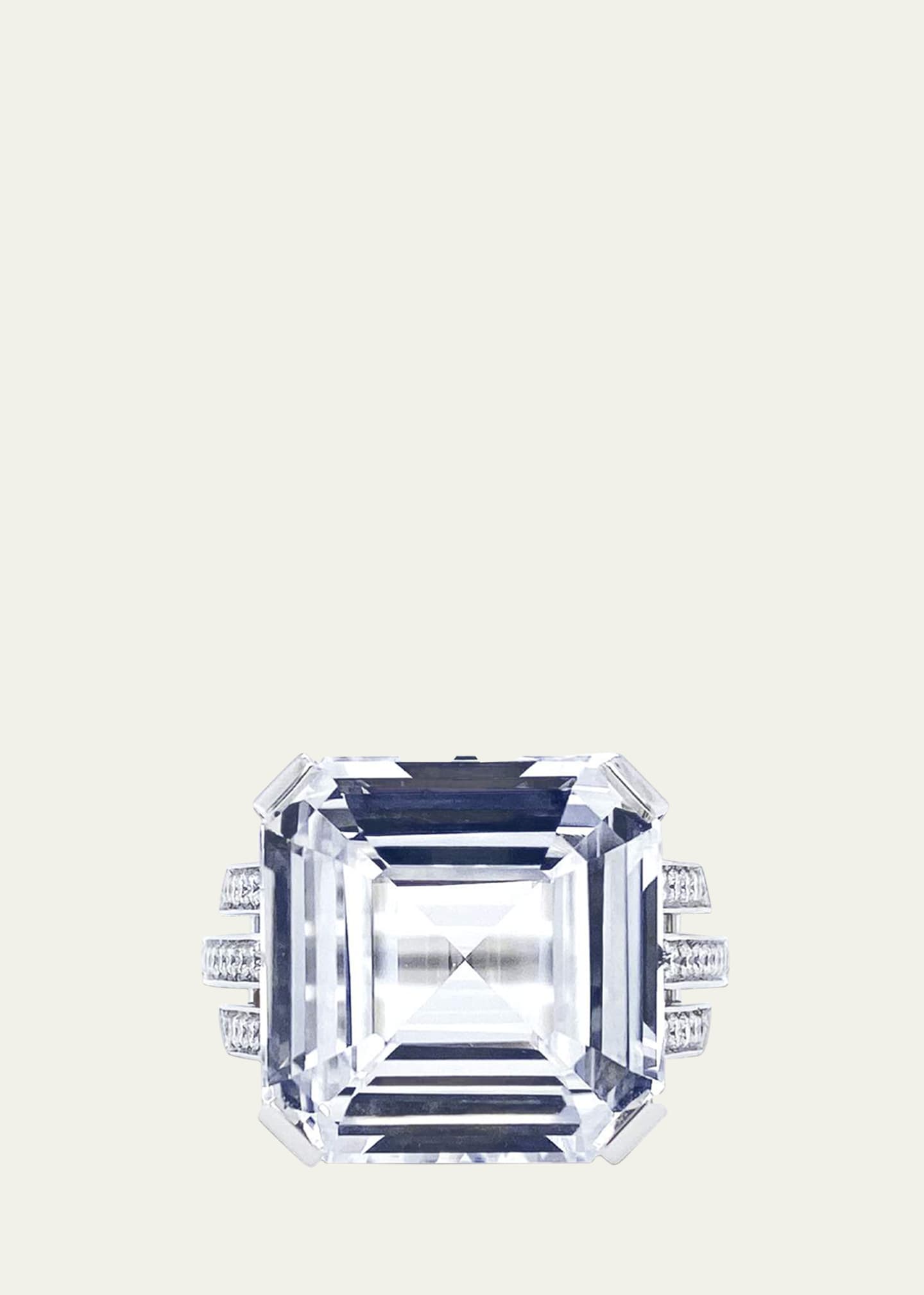 Bayco Platinum Ring with White Sapphire and Diamonds Image 1 of 4