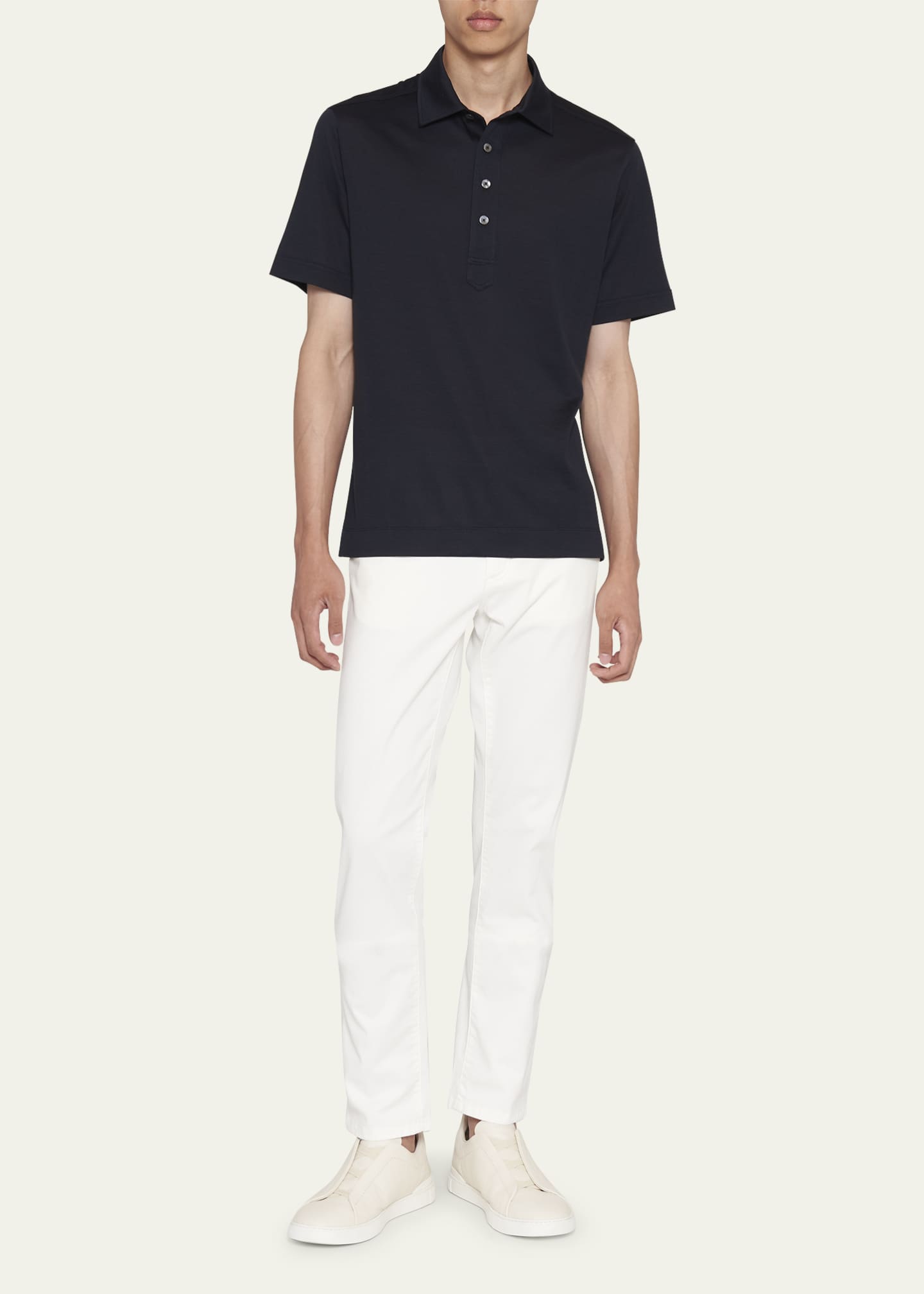 ZEGNA Men's Leggerissimo SilkCotton Polo Shirt Bergdorf Goodman