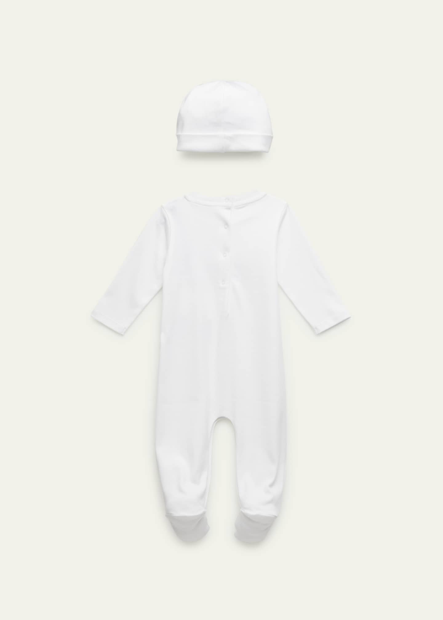 Moncler Boy's Graphic Logo-Print Footie W/ Beanie Ensemble, Size