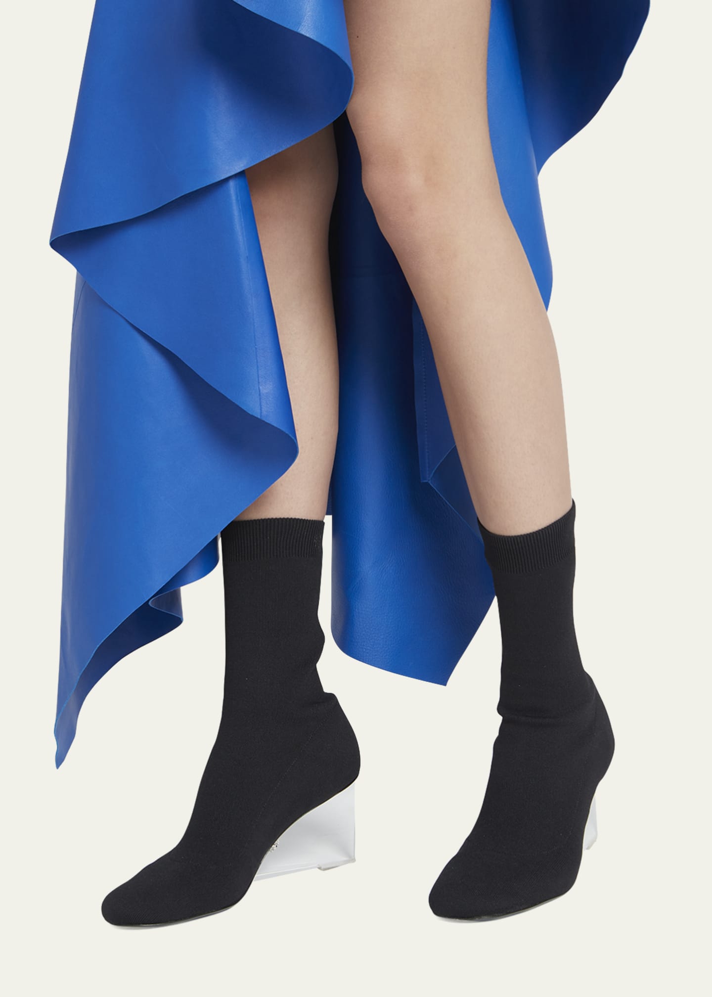 Alexander McQueen Knit ClearWedge Sock Booties Bergdorf Goodman