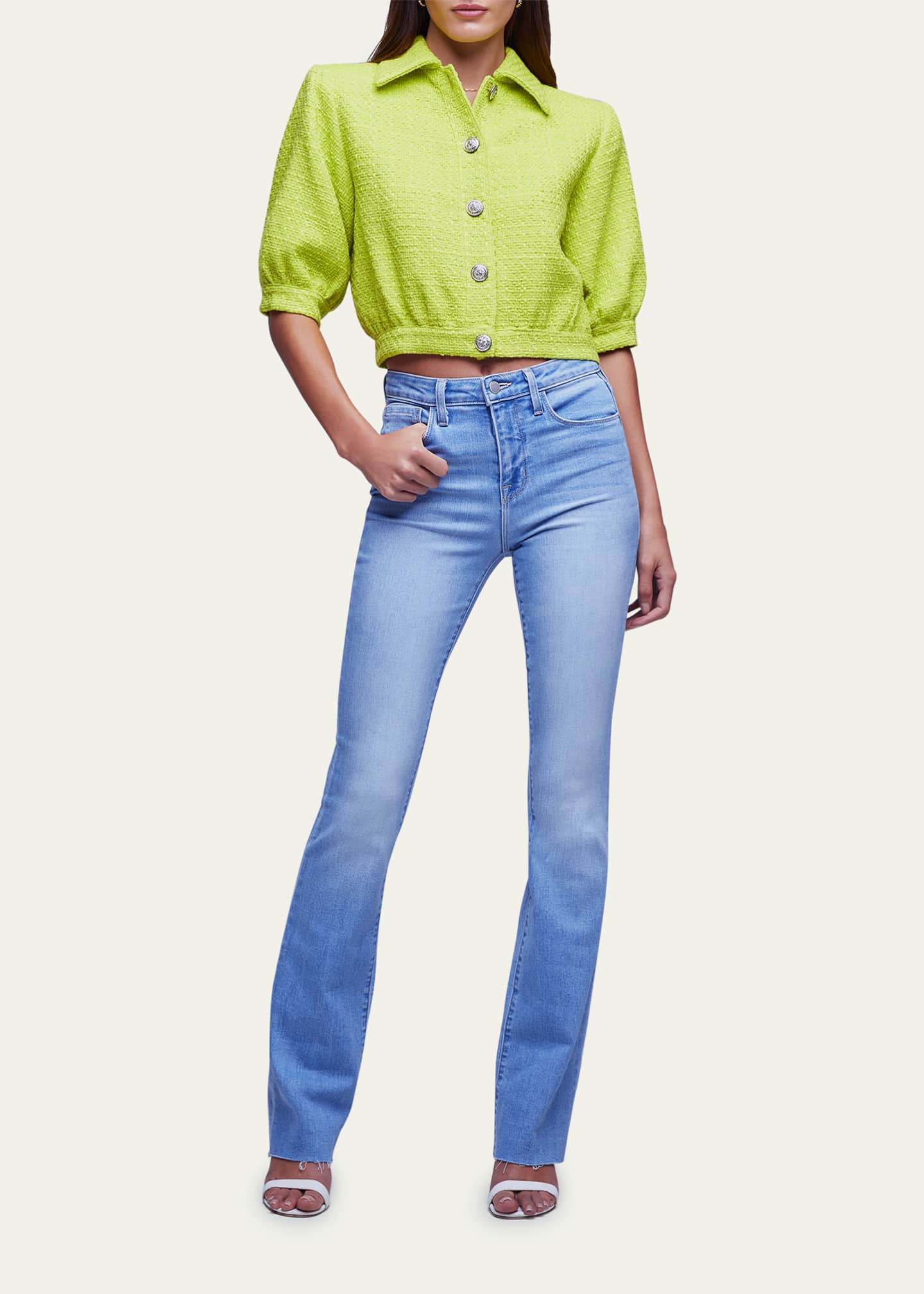 L'Agence Cove Cropped ShortSleeve Tweed Jacket Bergdorf Goodman