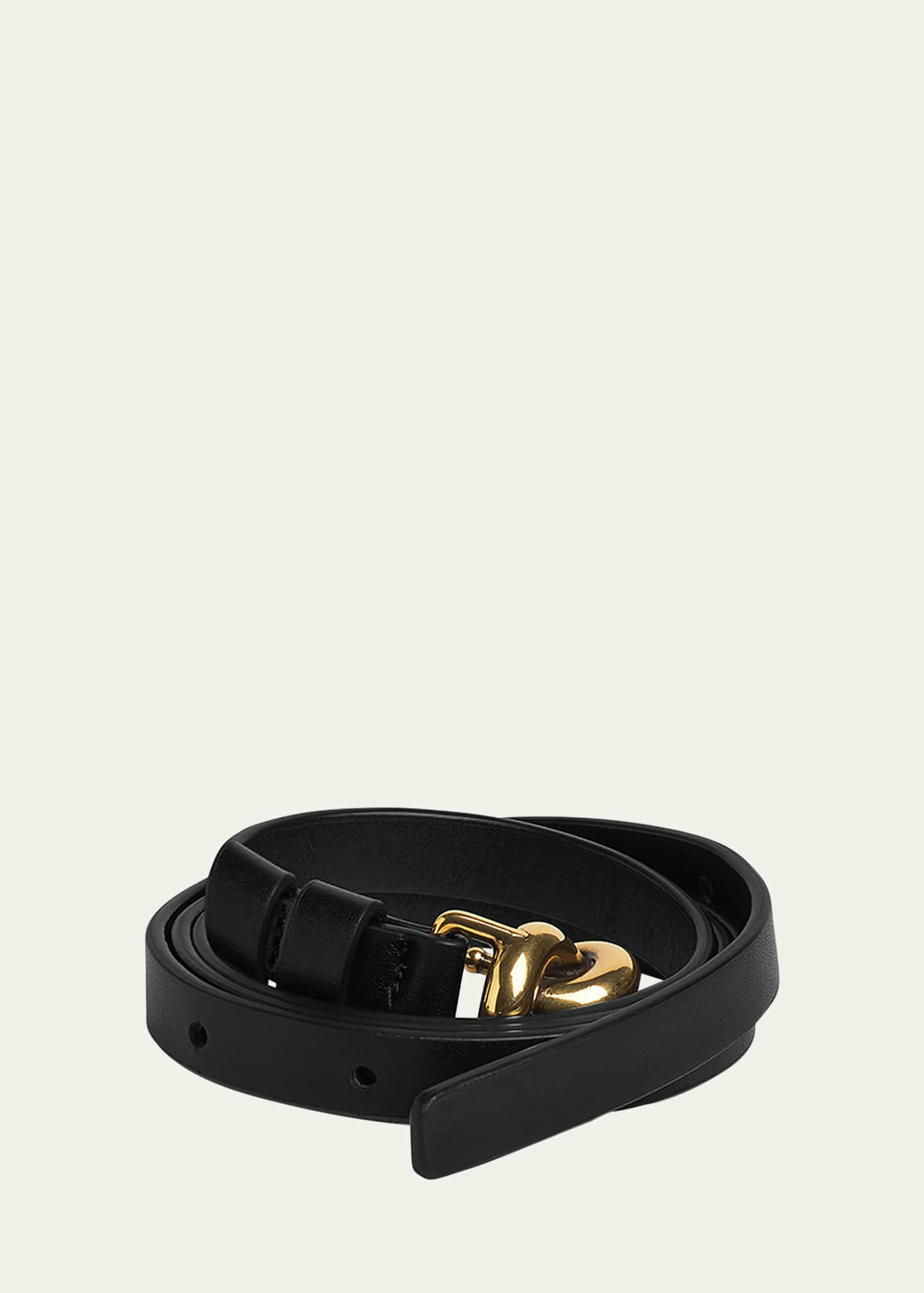 Leather Belt in Black - Bottega Veneta