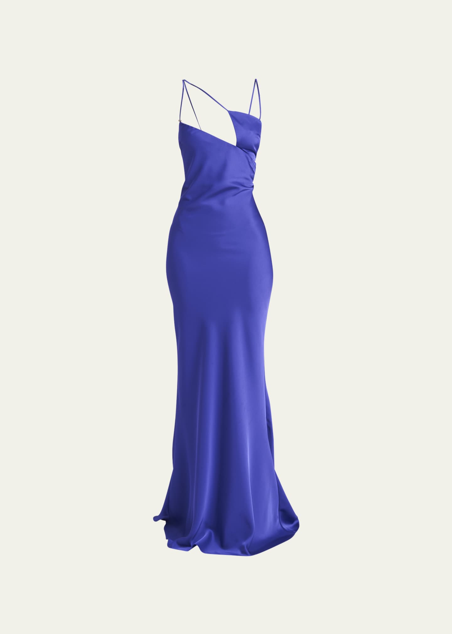 The Attico Melva Asymmetric Satin Gown - Bergdorf Goodman