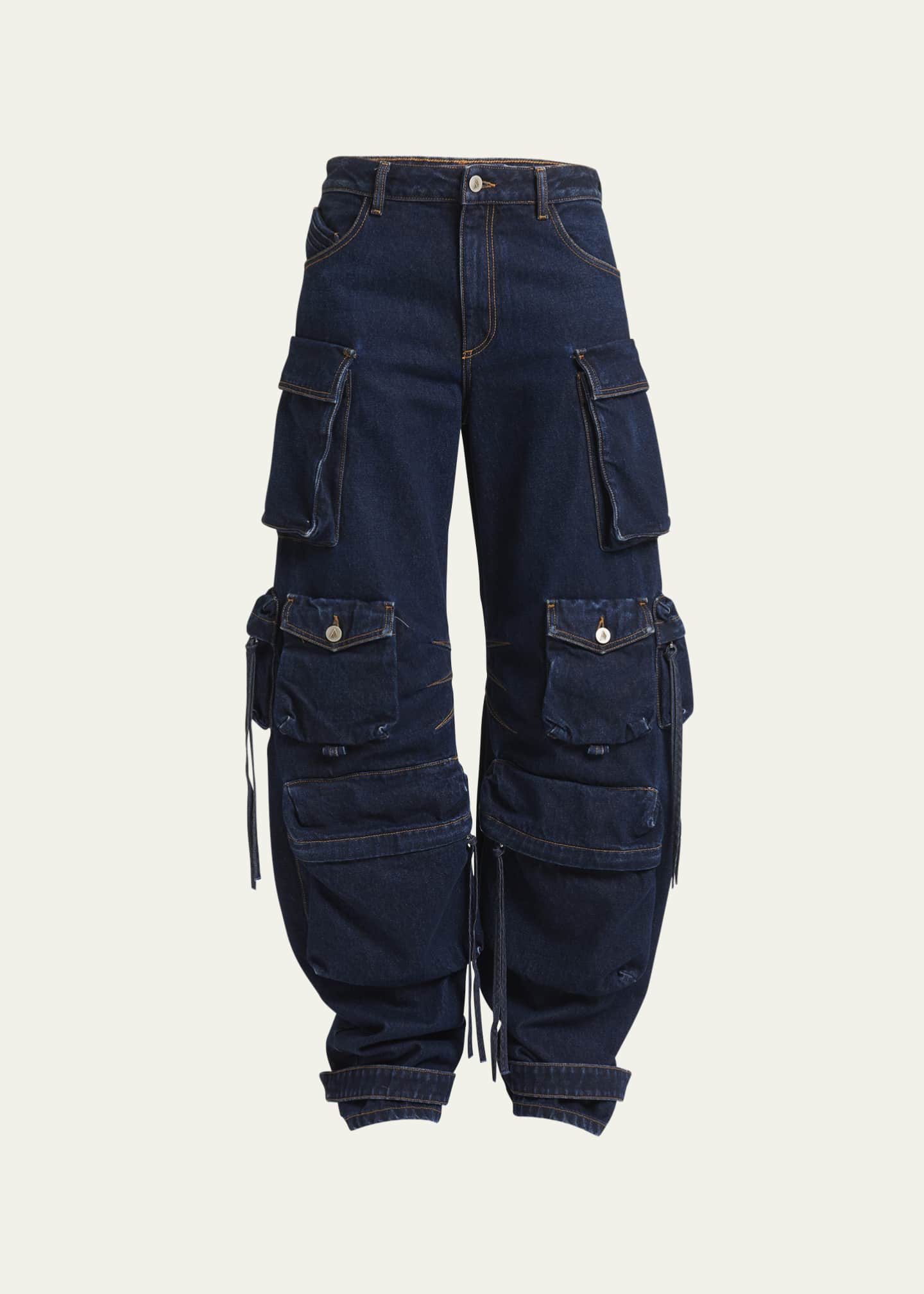 The Attico Fern Long Denim Cargo Pants Bergdorf Goodman